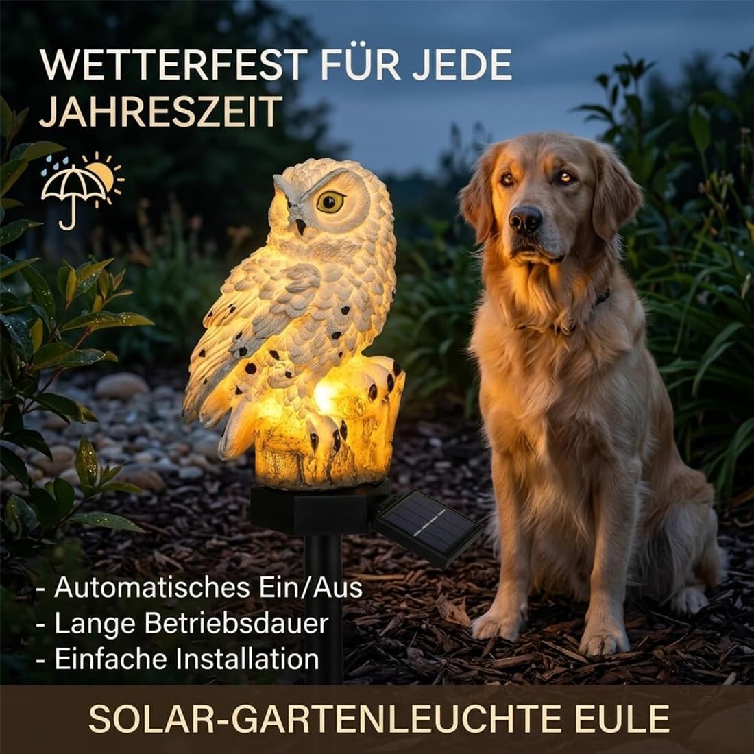 2026 Neu Lebensechtes Luma Eule, Lumaeule Solar Gartenlampe Beweglich, Gartendeko Eule, Solar Eules für Außen, Flexible Platzierung, Sofortiger Blickfang, Wetterfest Langlebig, für Garten/Hof(Braun)