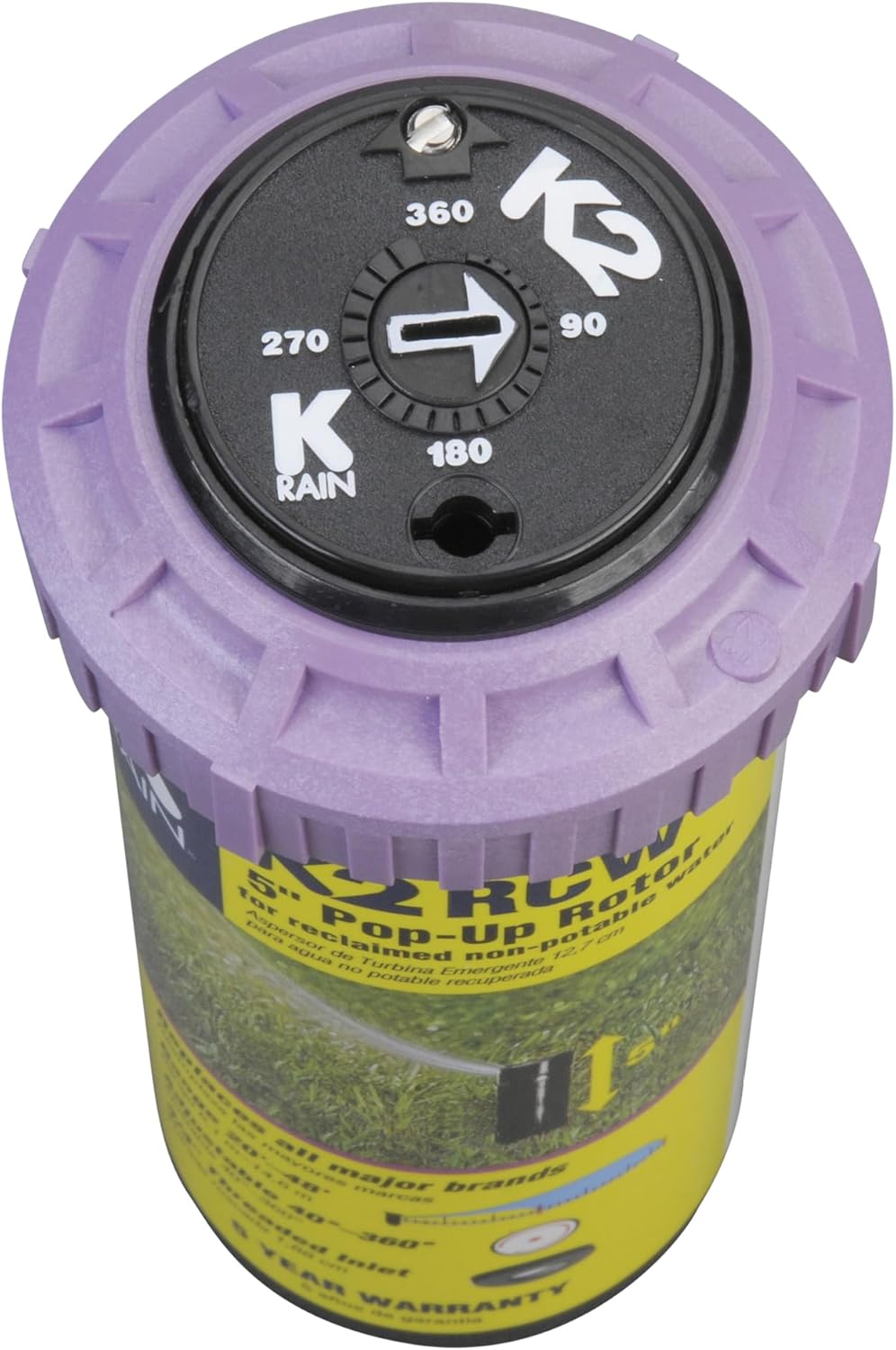 K Rain K2 RCW 3/4" Female Inlet 5" Pop-Up | 2.5 GPM Single Stream Nozzle | 40° - 360° Arc Spray Pattern | for Reclaimed Water | Pack of 4
