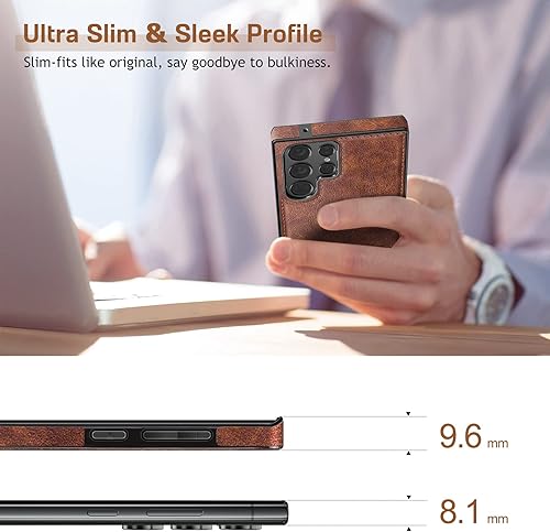 Miniatura 4 de LOHASIC Funda para Galaxy S23 Ultra, Cuero Premium de Lujo Empresarial PU Agarre Antideslizante a Prueba de Golpes Parachoques Cubierta Protectora