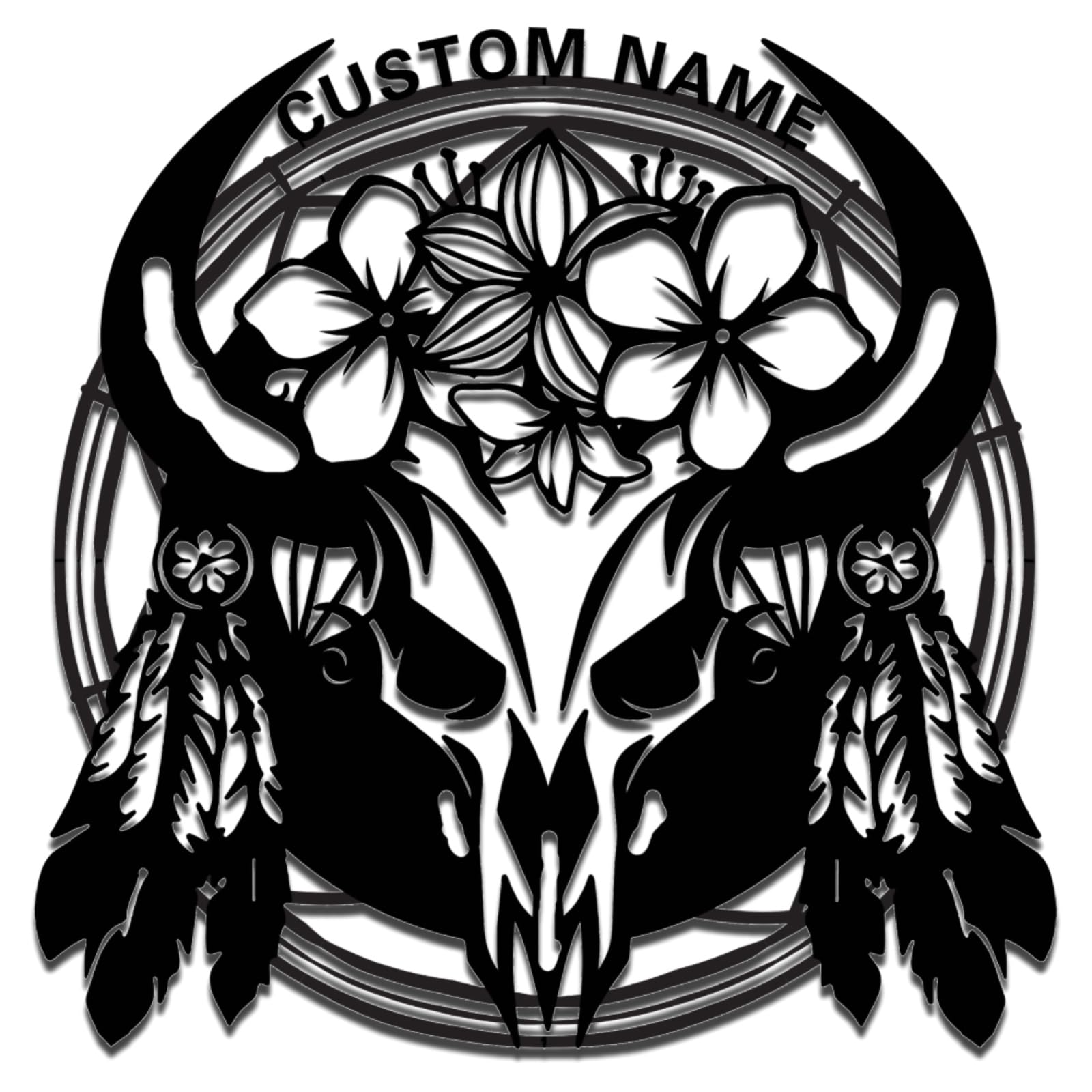 ZHEN BU CHUO Personalized Deer Skull Metal Sign,Deer Hunting Frame Metal Wall Art,Custom Deer Elk Metal Name Signs,Hunting Name Metal Wall Decor,Customized Deer Hunting Wall Art,Funny Housewarming