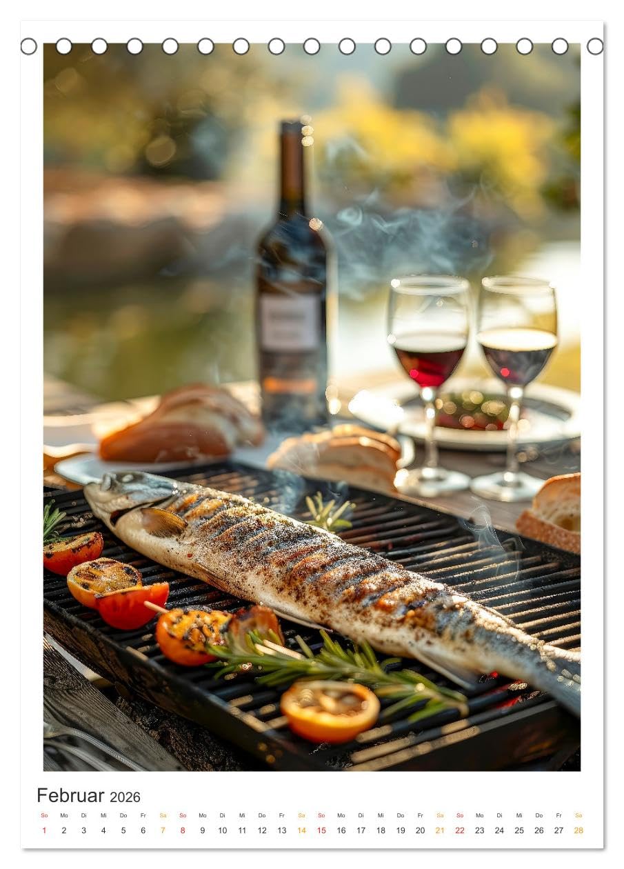 Food BBQ - Deftiges aus der Gourmet-Küche (Tischkalender 2026 DIN A5 hoch), CALVENDO Monatskalender: Grillen - ein Hochgenuss für alle Feinschmecker.