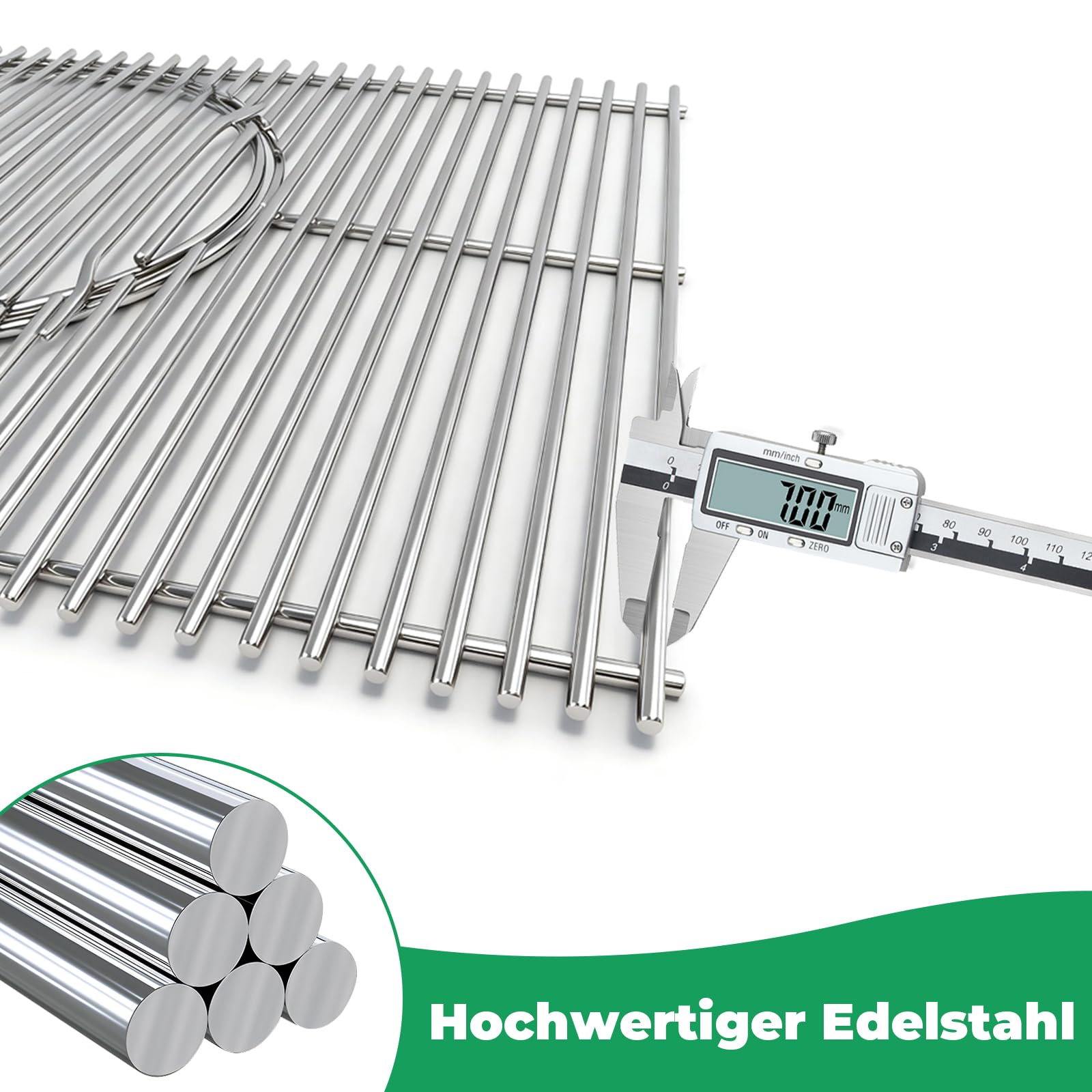WELL GRILL Ruszt do grillowania ze stali nierdzewnej, 47,6 cm, z okrągłymi, wbudowanymi akcesoriami do grilla gazowego Weber Genesis II i II LX 300, Genesis II E310, S310, E335, E315, E340, S340
