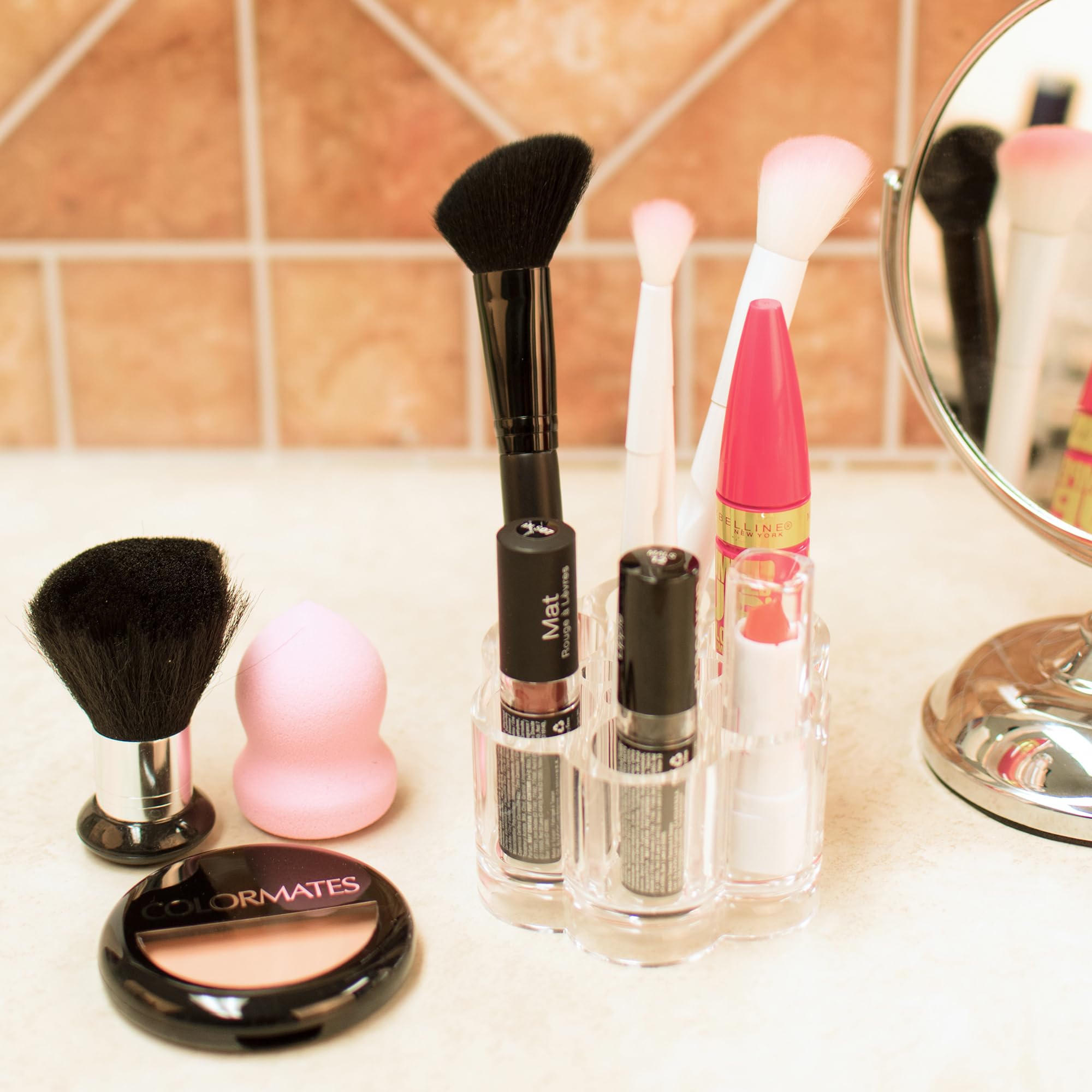 Brocha de uñas de acrílico transparente para cosméticos y maquillaje, soporte compacto con 12 espacios de ranura organizadora 5