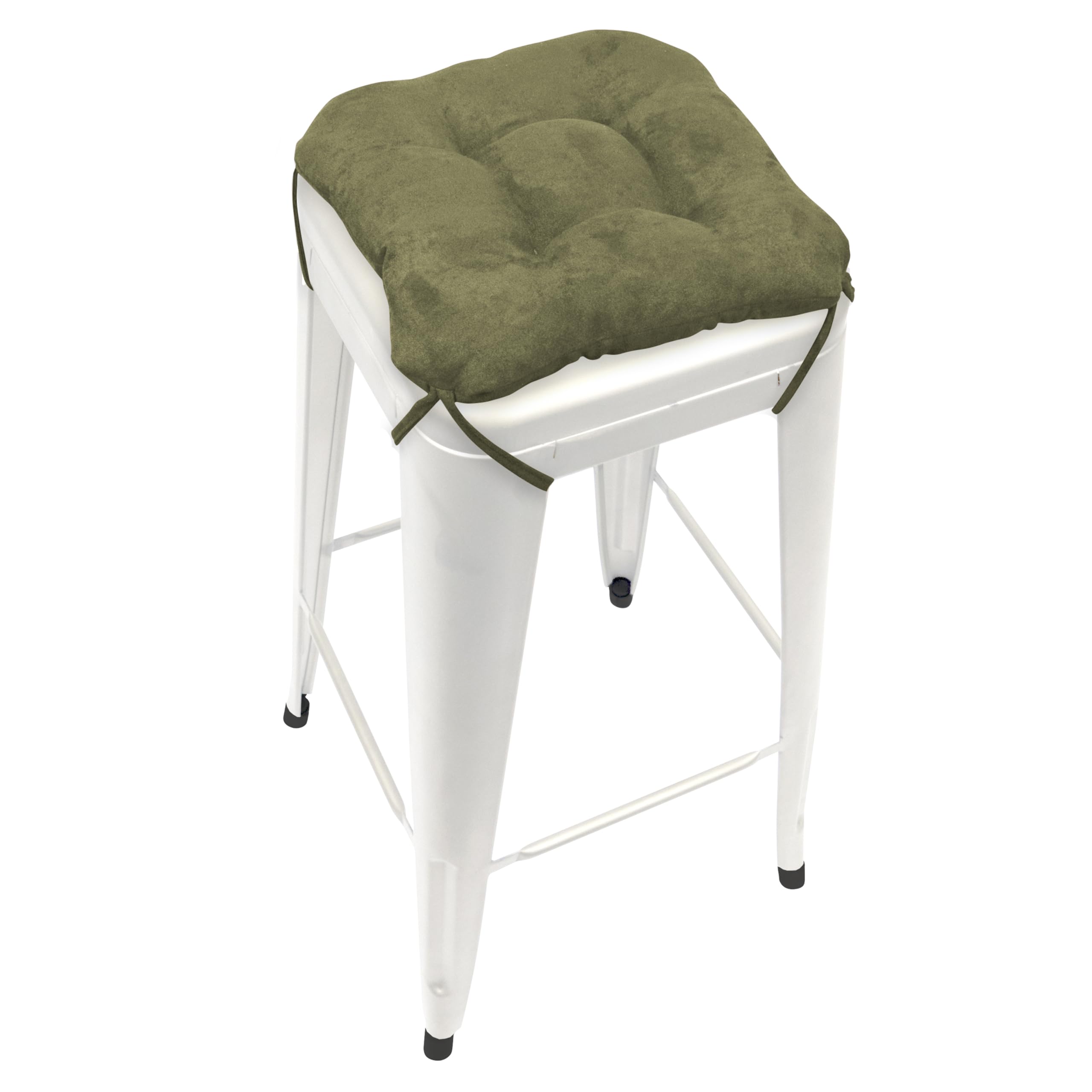 Barnett Home Decor Microsuede Laurel Green Square Bar Stool Cushion with Ties - for 12
