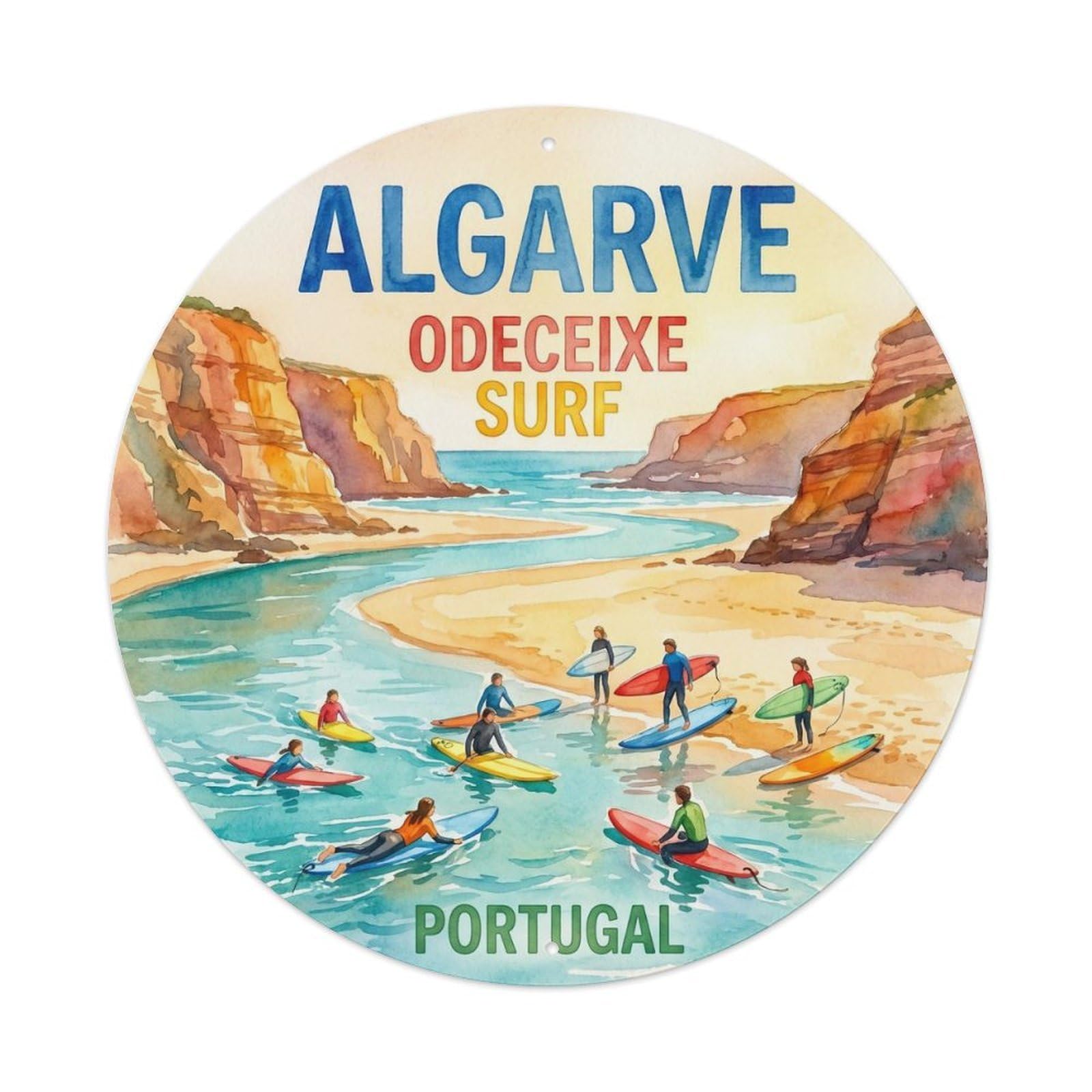 Olhnbad 08X08inch Style Cultural Portugal Algarve Coast Coastal Travel Art Metal Tin Sign