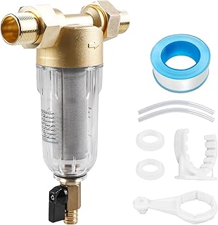 Wasserfilter Wiederverwendbare, 1 Zoll Wasser Vorfilter Sedimentfilter Mit 3/4" Adapter, Ausspülbarer Feinfilter, Sedimentwasserfilter zur Filtration Trinkwasser Brunnenwasserschlauch