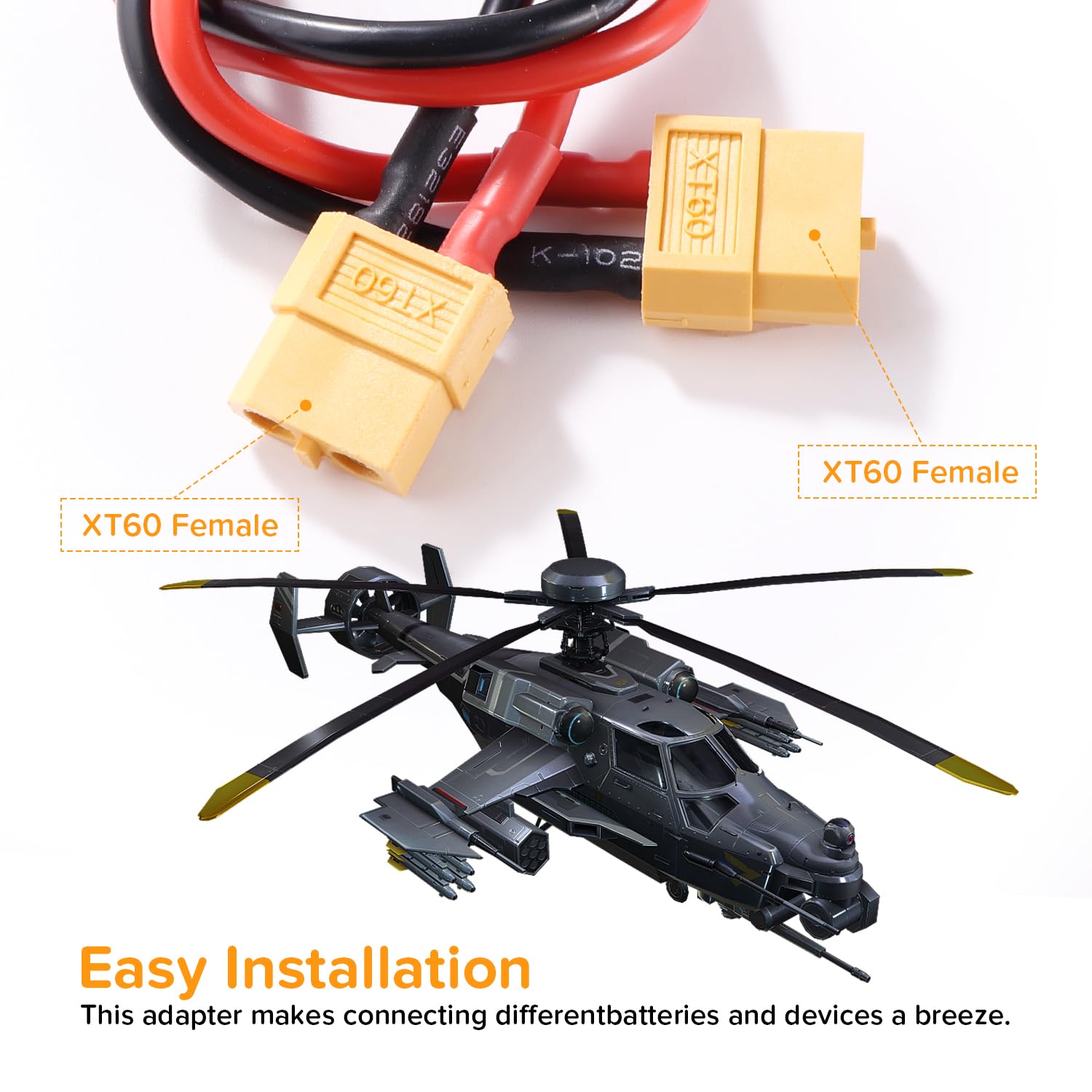 XT60 Przewód Przedłużający, XT60 Żeński do Żeński Wtyk Złącza, z 30cm 14AWG Silikonowym Kablem, do Akumulatora RC LiPo