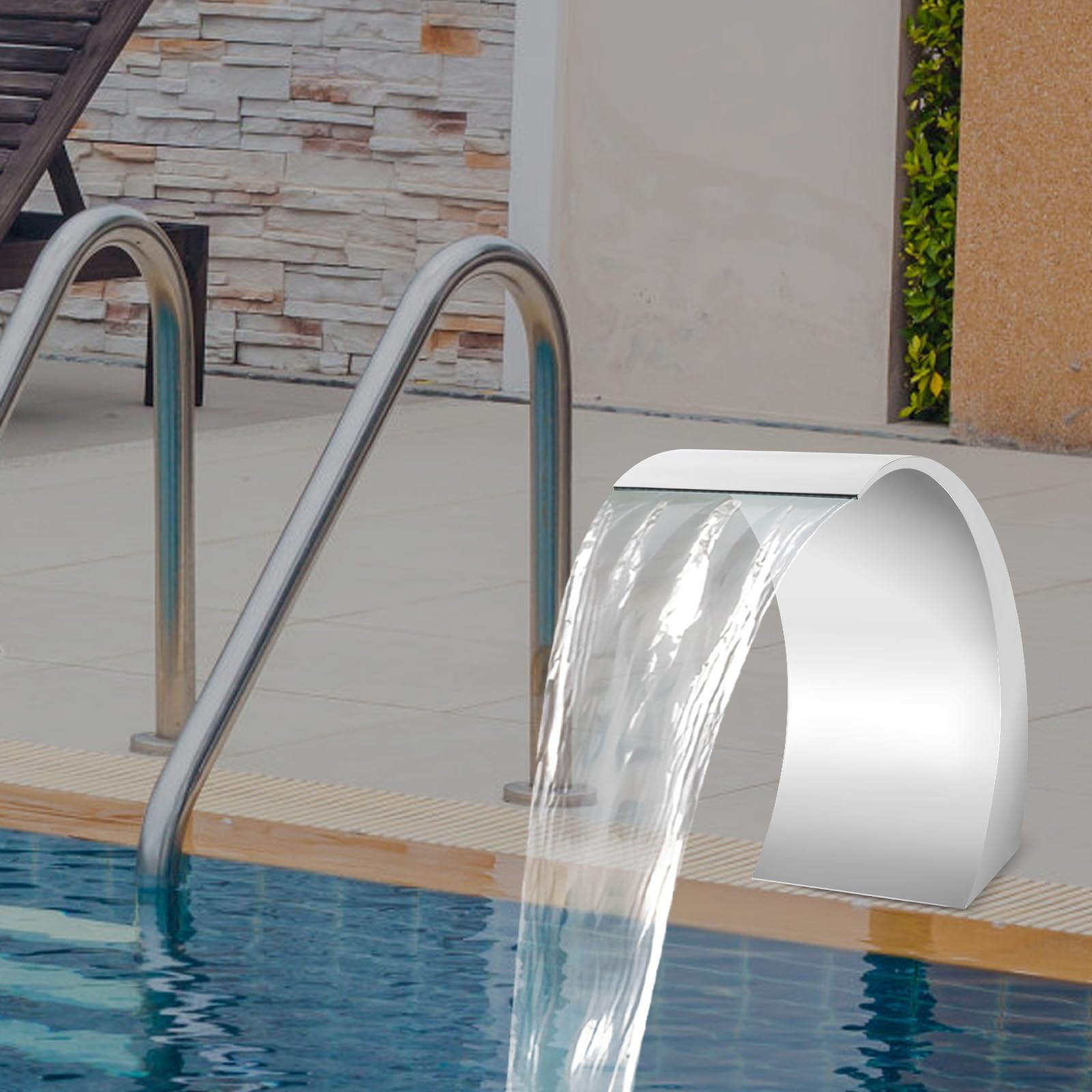 Doccia e cascata d'acqua per piscina - Fontana in acciaio inox per laghetti da giardino e patio