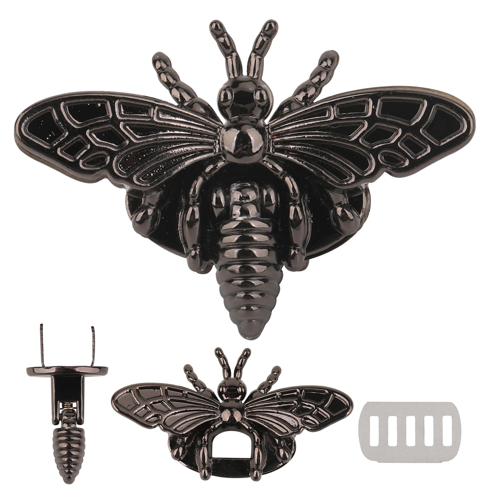 Trimming Shop Metal Bee Shaped Twist Turn Lock, Retro Bag Clasp Hardware for DIY Leather Craft, Handbags, Purses, Shoulder Bags, Decorative Bee Lock, Stylish Handbag Clasp Closure, Gunmetal