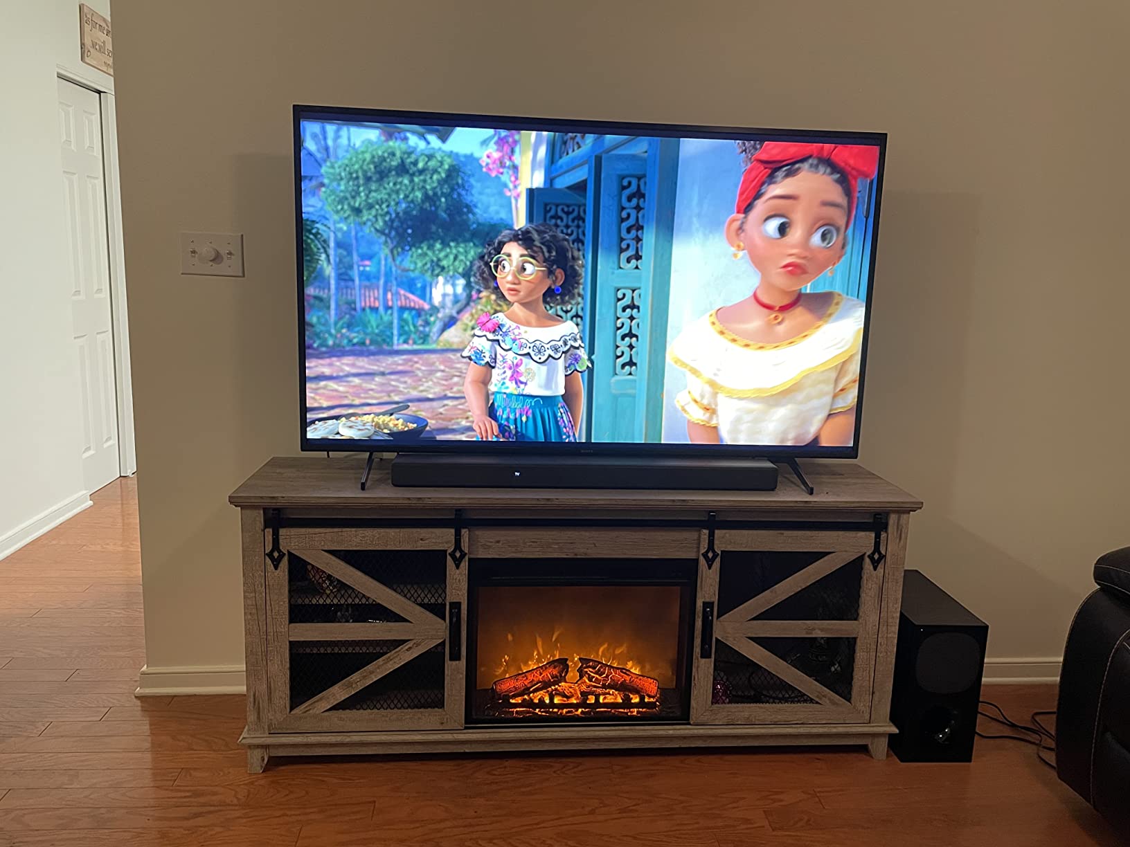 50/mo Finance OKD Farmhouse TV Stand for 75 Inch TV, Industrial
