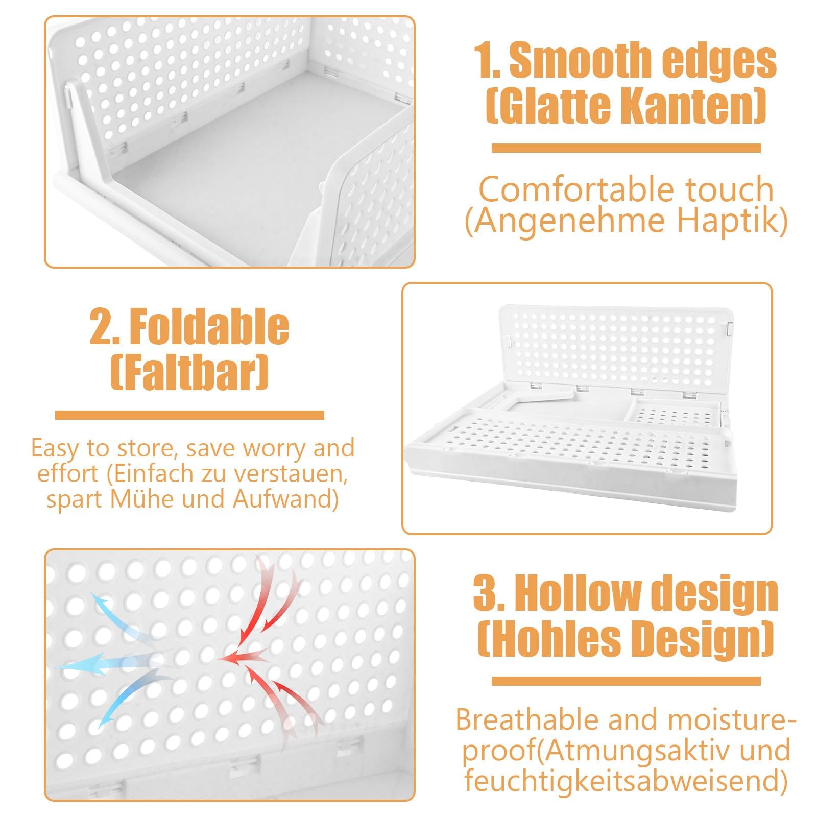 5 Stück Faltbaren Kleiderschrank Organizer, Plastik Schubladenbox Stapelbare Schrank Organizer wardrobe organizer Regal Lagerkisten für Garderobe , Schlafzimmer, Zuhause, Küche