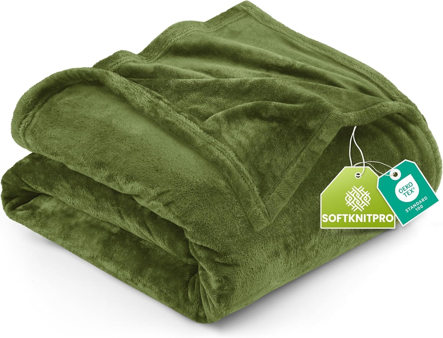 Utopia Bedding Full Fleece Blanket 213x229cm – Soft Warm Lightweight Breathable Luxury Decorative Bed Throw For Sofa, Settees – Cosy All Weather Fluffy Blanket Gift For Men & Women, GreyOlive — image 1