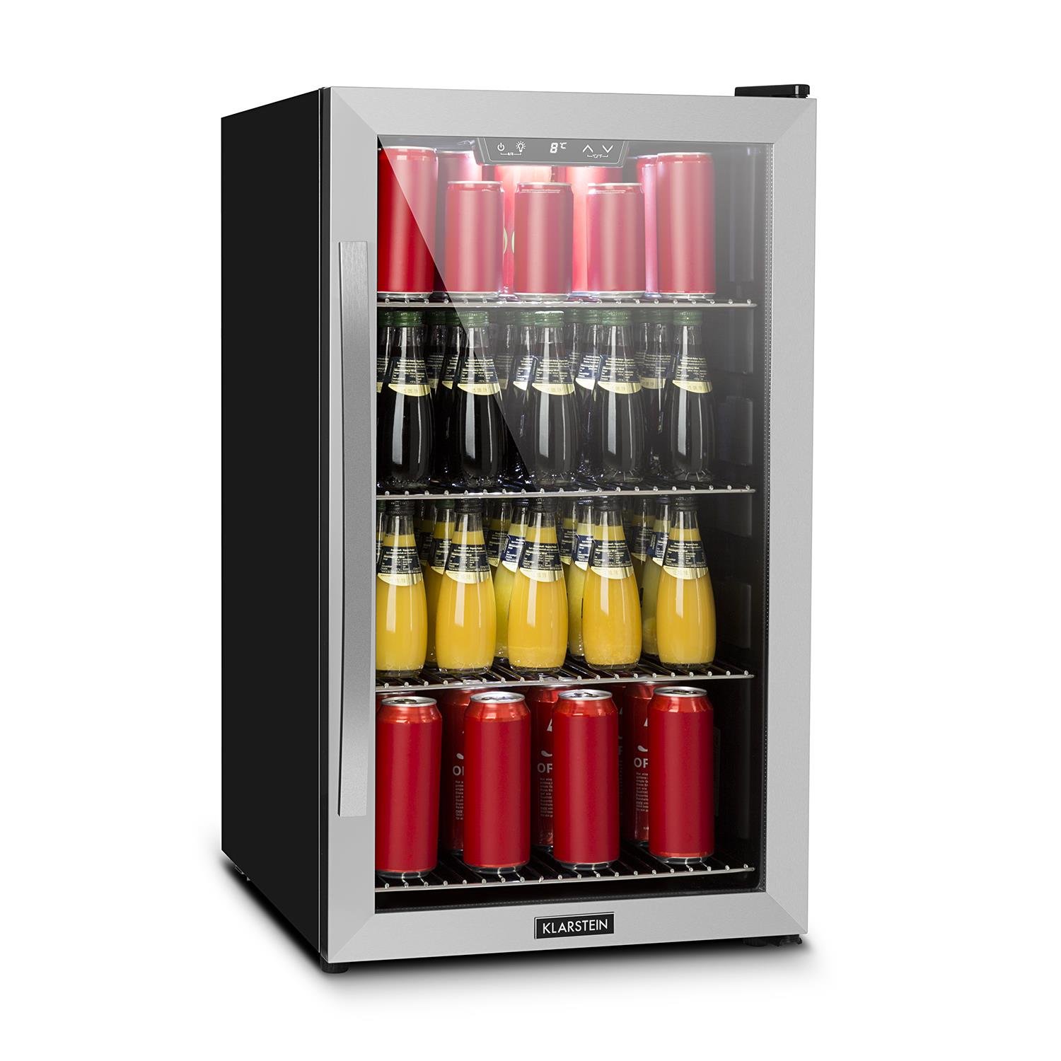 KLARSTEIN Nevera Electrica 124L con Puerta de Cristal para Habitaciones - Frigorificos Pequeños y Portatiles con estantes para bebidas