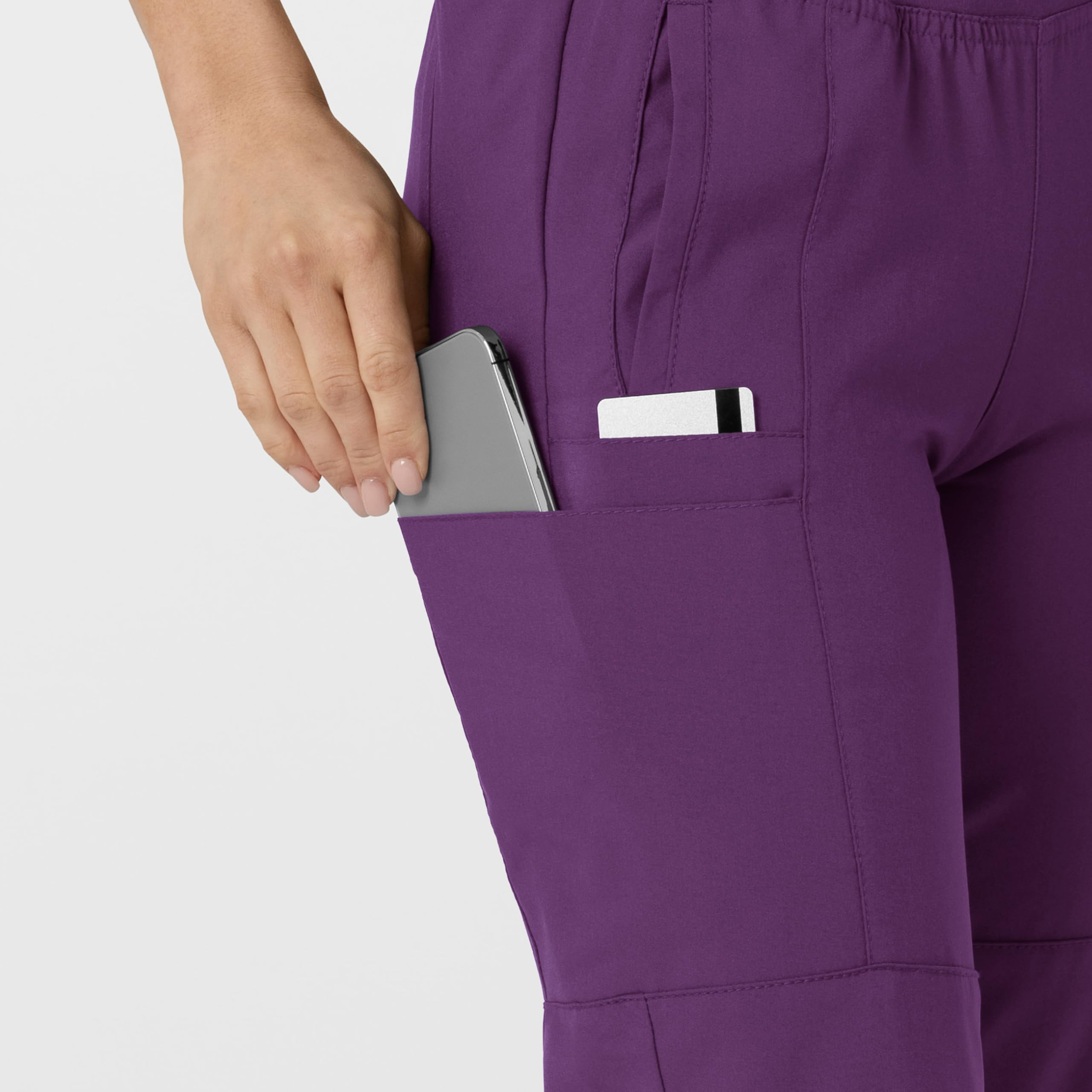 Women's Comfort Waist Cargo Jogger Scrub Pant, Eggplant, 3X