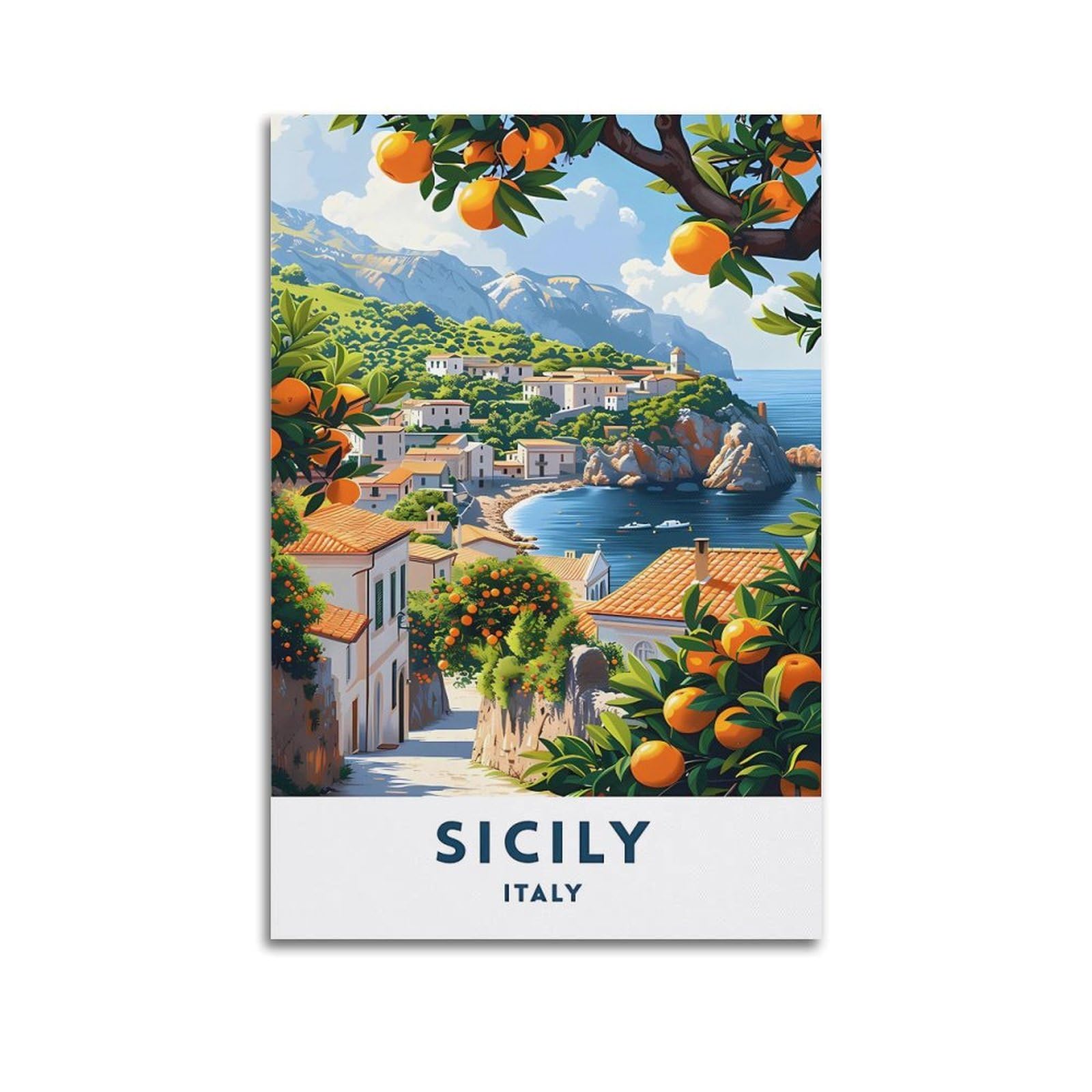 EZMLFA 5D Diamond Painting Kits for Adults,Sicily Italy,Diamond Painting,Landscape Gem Art Kits Adult and Crafts Home Decor 40x50cm