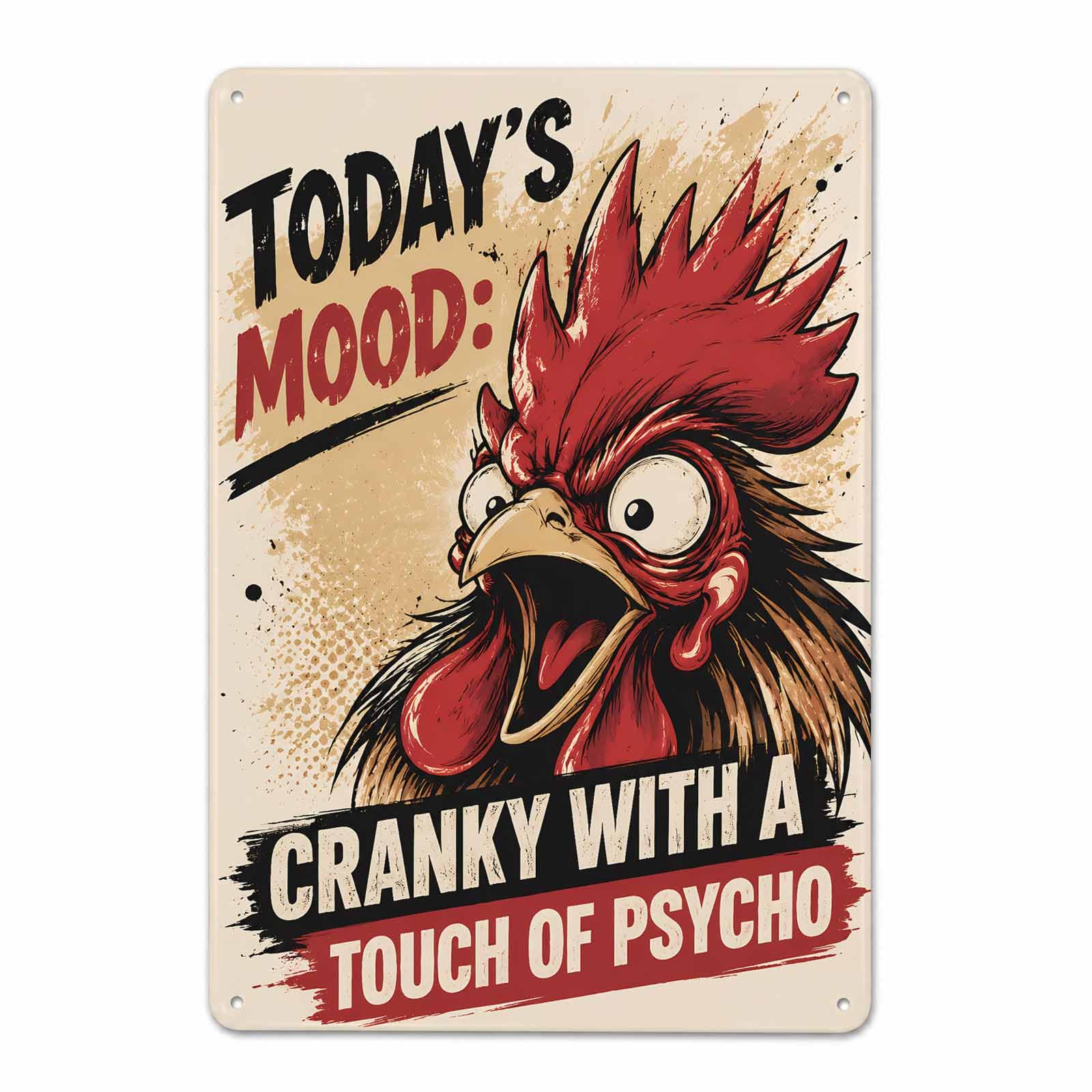 Gsrony Boys Type17 Today's Mood Cranky Chicken Vintage Metal Tin Sign 8X12,Waterproof