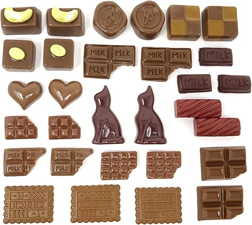 Miniatura 5 de Honbay 30 dijes de slime, cuentas surtidas de resina de chocolate con parte trasera plana para álbumes de recortes, pinzas para el cabello,