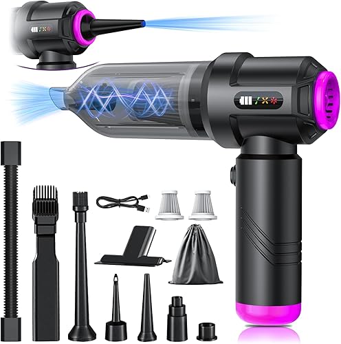 Aspiradora inalámbrica 22000 PA aspiradora de mano para automóvil, mini plumero portátil 4 en 1 recargable, 3 velocidades pequeños y potentes