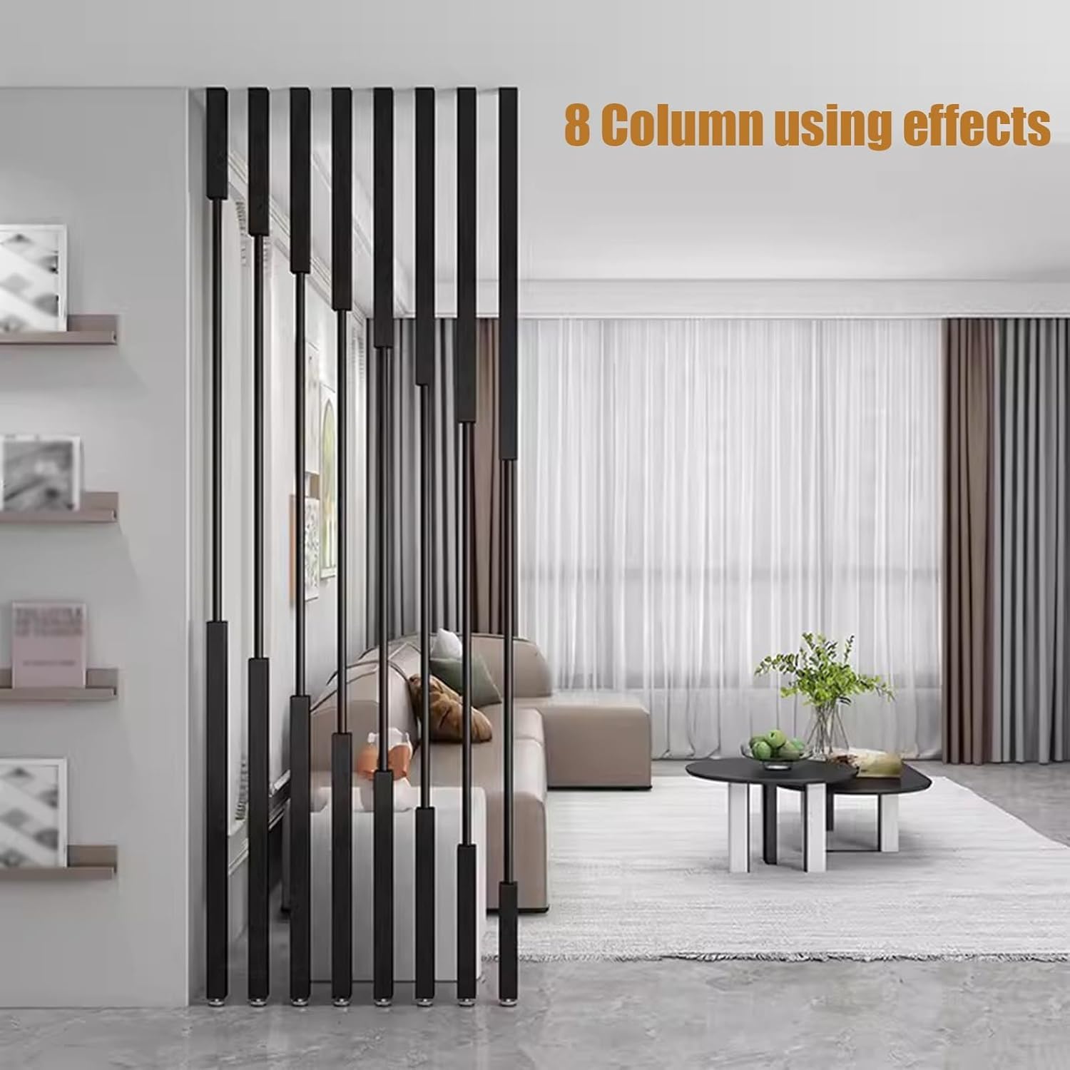 Poste Negro Interior del Tabique, Columna Derecha División Pared Metal | hotel de oficina en casa para separación de habitaciones/dormitorio/decoración de cubículos de oficina diy