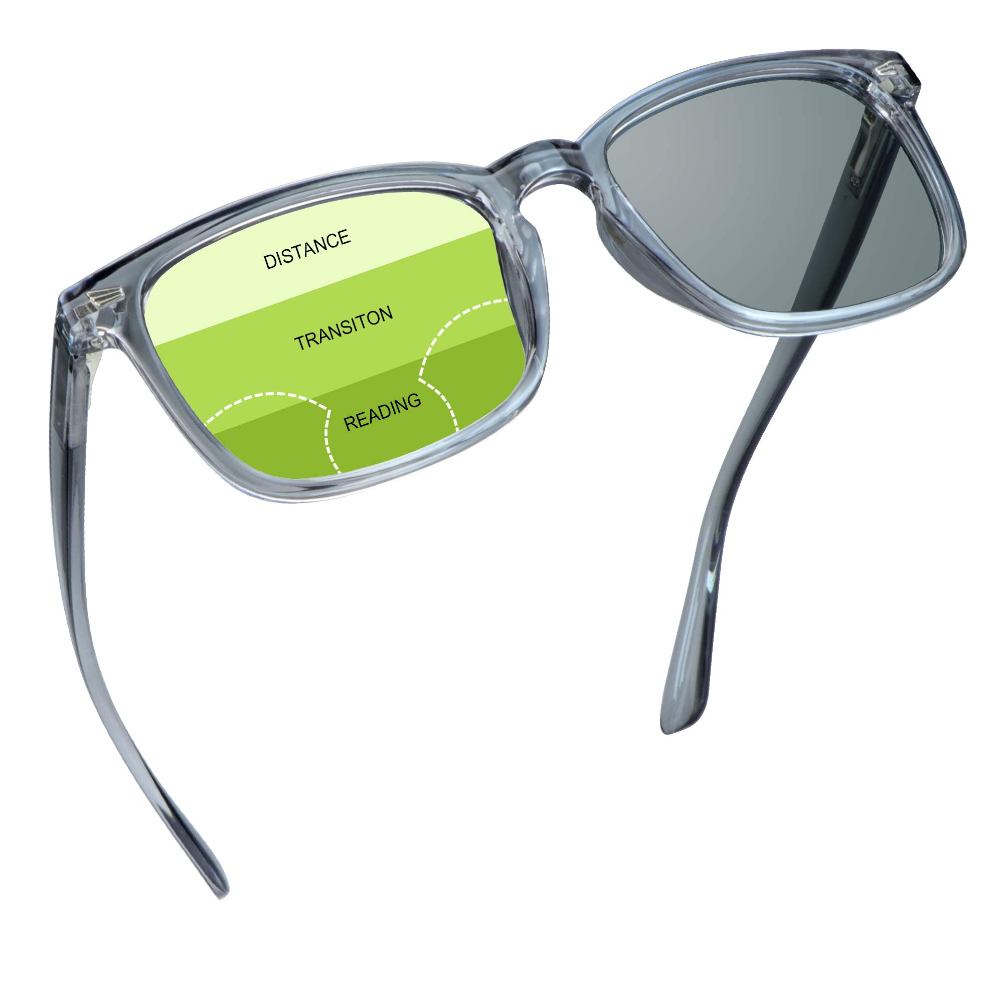 YEIN Progressive Multifocal Presbyopic Glasses, Photochromic Gray Sunglasses, 1.00/+4.00 Magnification for Men/Women