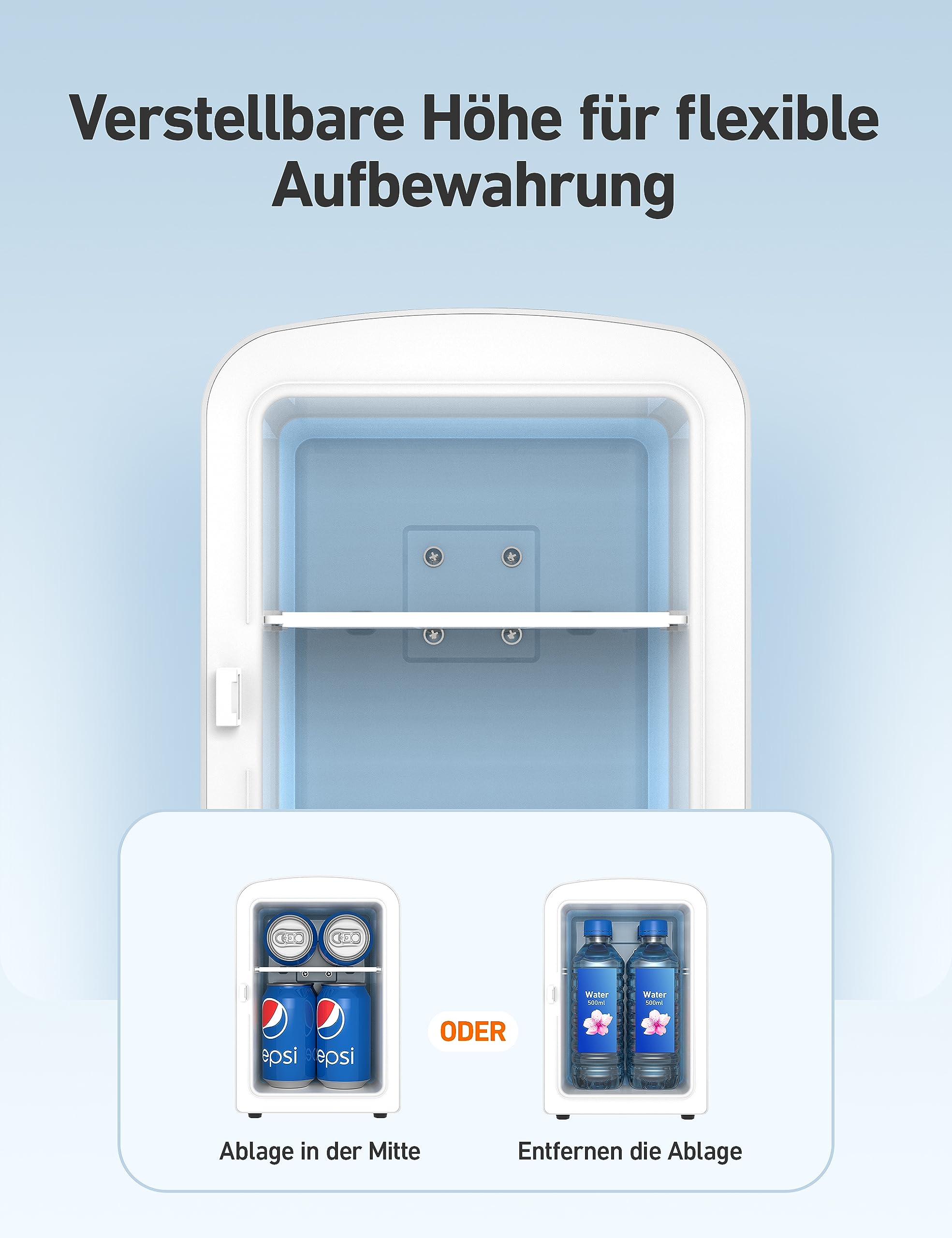 AstroAI Mini Kühlschrank, 4 Liter Fridge 6 Dosen, Kleiner Kühlschrank mit 220V AC+12V DC Netzkabel für Autos, Büros, Schlafsäle und Kosmetik, Schwarz