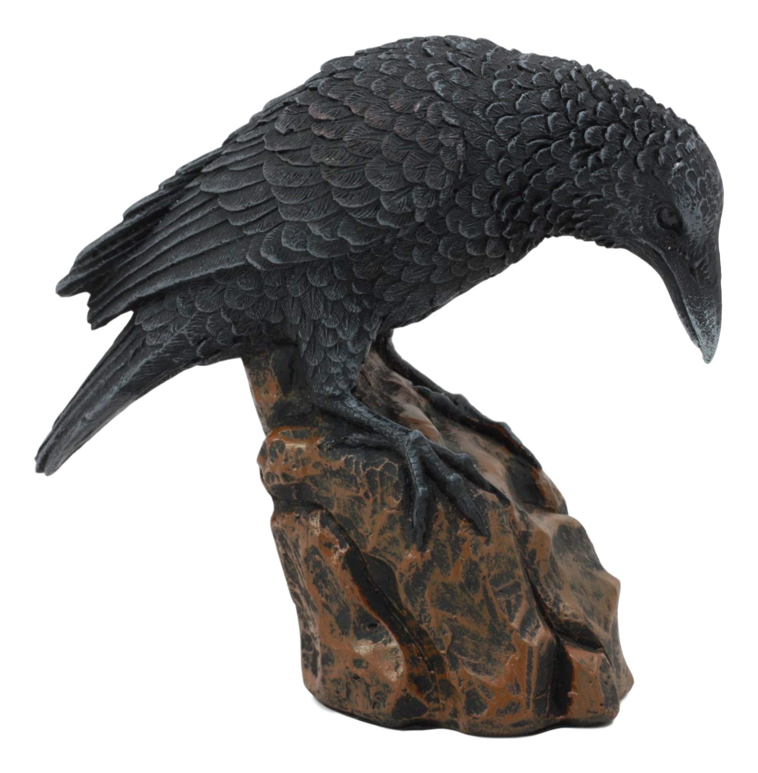Ebros Gift Gothic Macabre Edgar Poe Perching Raven On Rock Figurine 5" Tall Gothic Crow Scavenger Bird Decor Sculpture