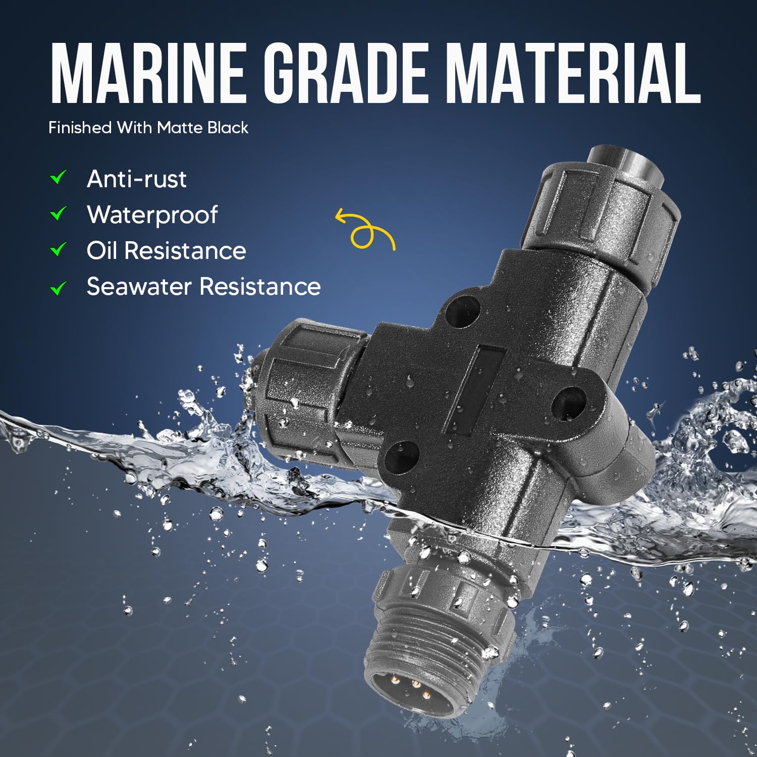 NMEA 2000 T Connector 3 Port 5 Pin M12 Wire IP67 Waterproof with Lowrance Simrad B and G Navico Networks