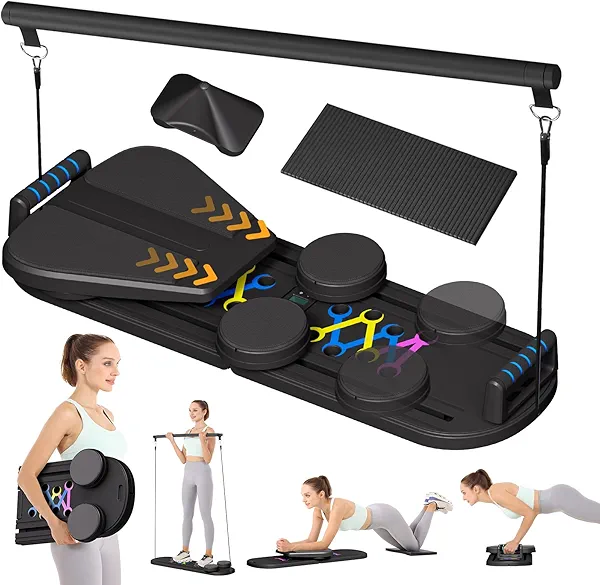 PRUINKLE Pilates Reformer Set - Foldable Sliding Reformer, Pilates Board for Home Workout, Portable Abdominal Core Trainer Pilates Reformer Board - Full Body Workout Equipment for Home