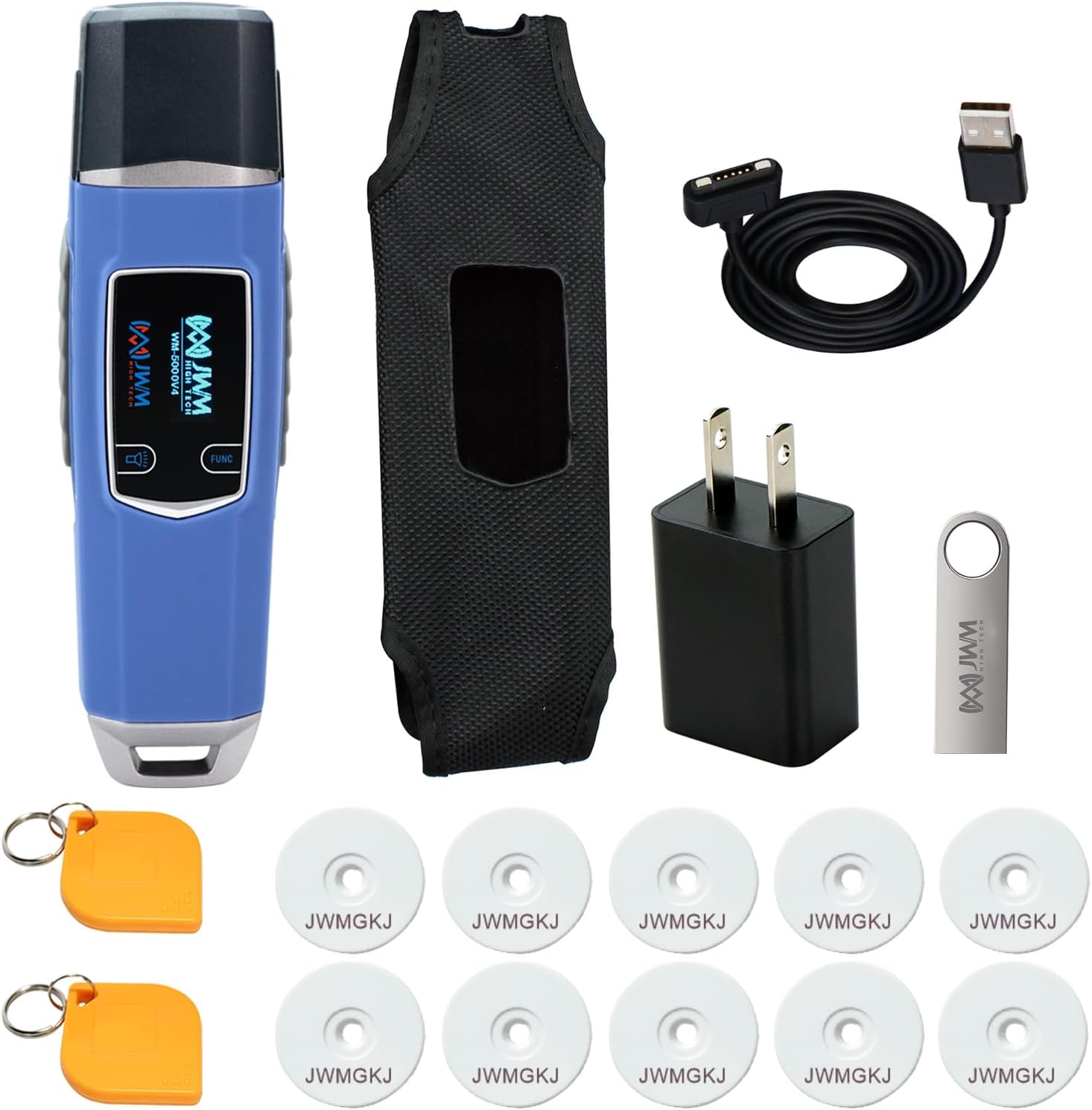 WM RFID Guard Tour System with Flashlight, OLED Screen and Built-in Thermometer, Security Patrol Reader with Free Cloud&Standalone Software for Hotel, Warehouse and Logistics Patrol