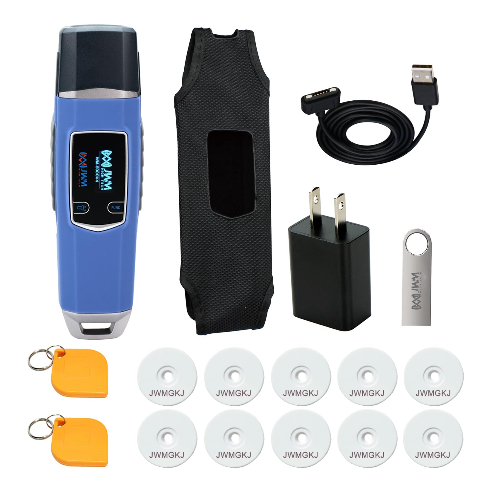 WM RFID Guard Tour System with Flashlight, OLED Screen and Built-in Thermometer, Security Patrol Reader with Free Cloud&Standalone Software for Hotel, Warehouse and Logistics Patrol