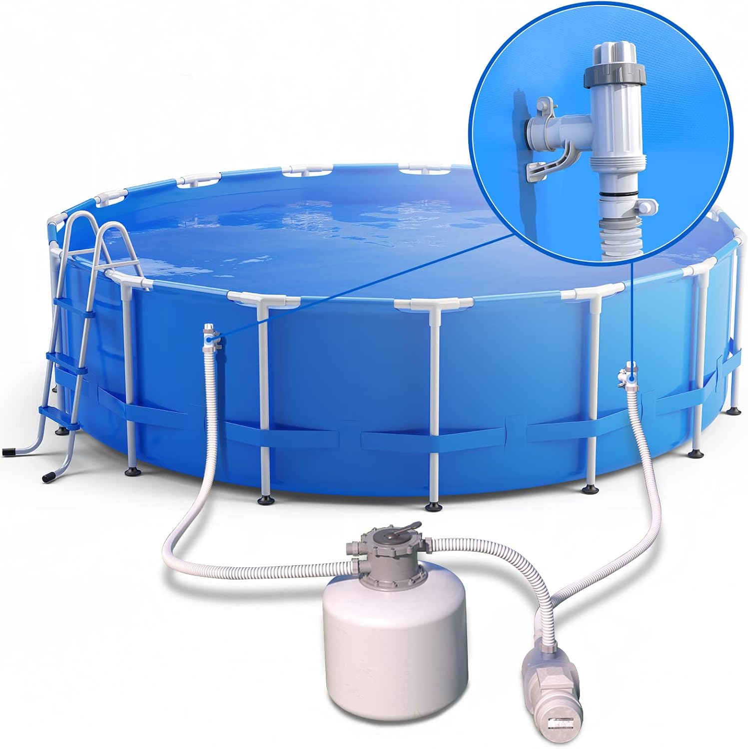 VOEER Pool Replacement Parts with Pool Pipe Holder and Plunger Valve for Above Ground Swimming Pool, Pool Hose Adapter