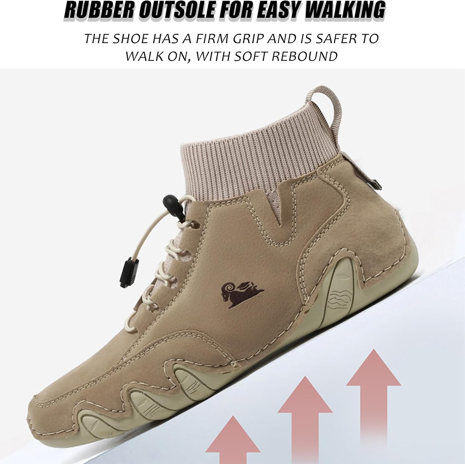 Men'S Waterproof Leather Lightweight Outdoor Ankle Boots Comfortable Round Toe Soft Sole Non-Slip Driving Walking High Top Chukka Boots Slip-On Lightweight Sports Shoes