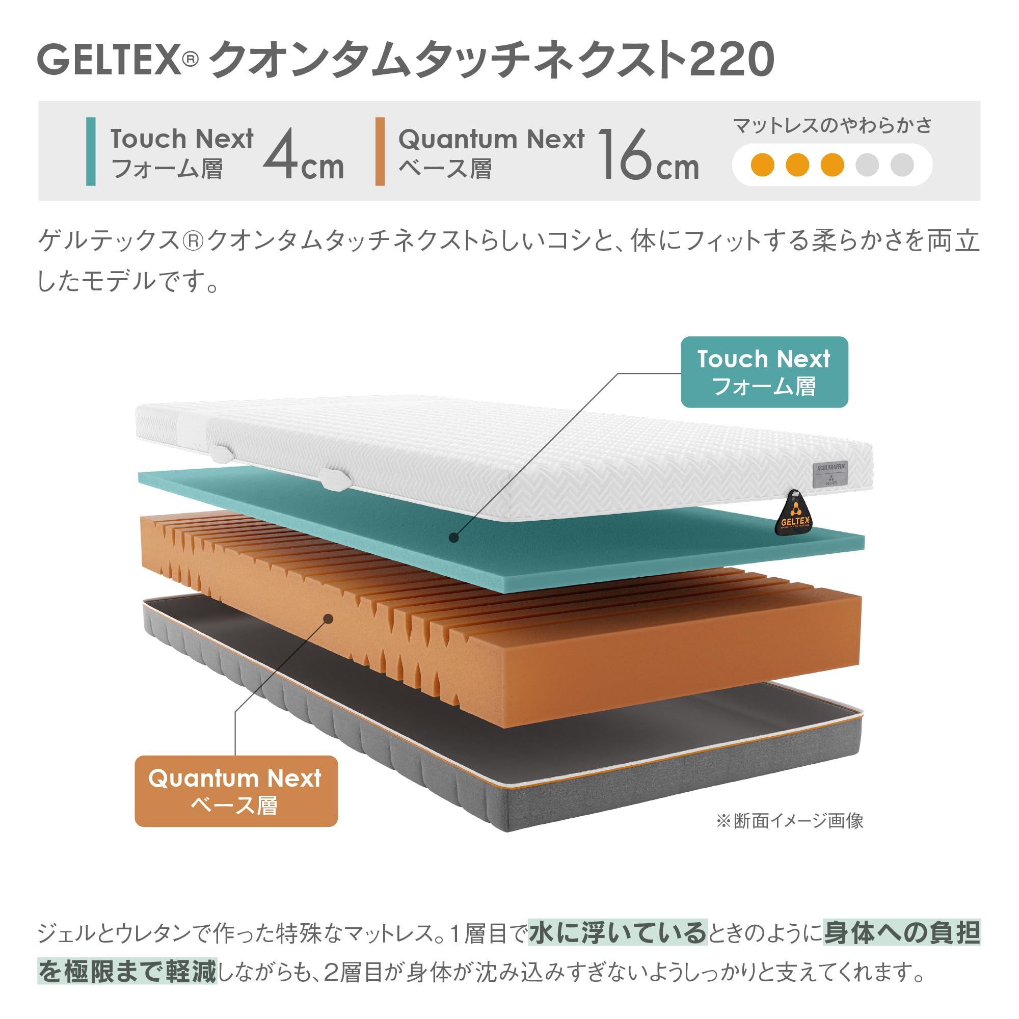 Amazon｜GELTEX(ゲルテックス) ドイツ マットレス シングル 厚さ22cm 