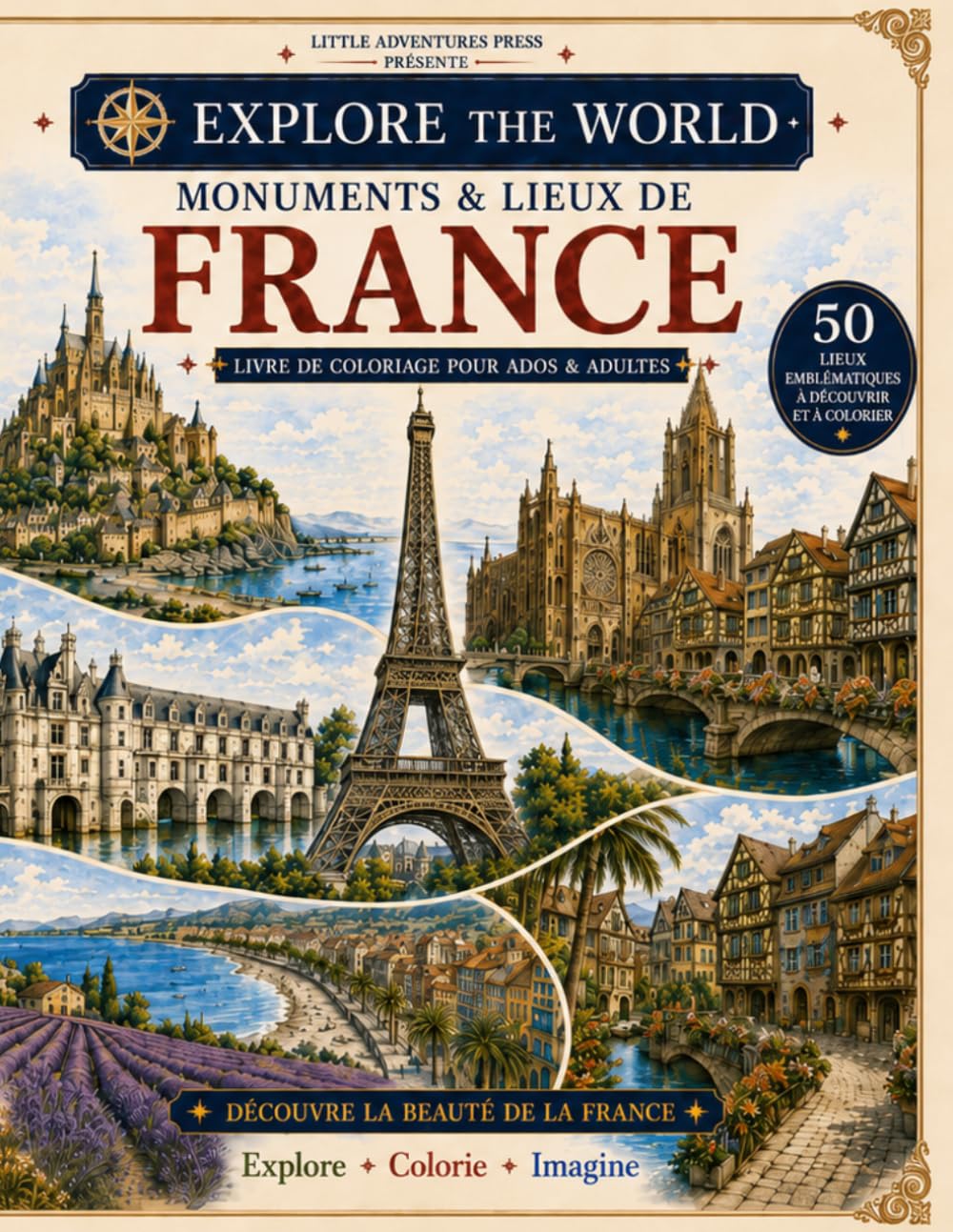 Monuments & Lieux de France: 50 Lieux emblématiques à découvrir et à colorier