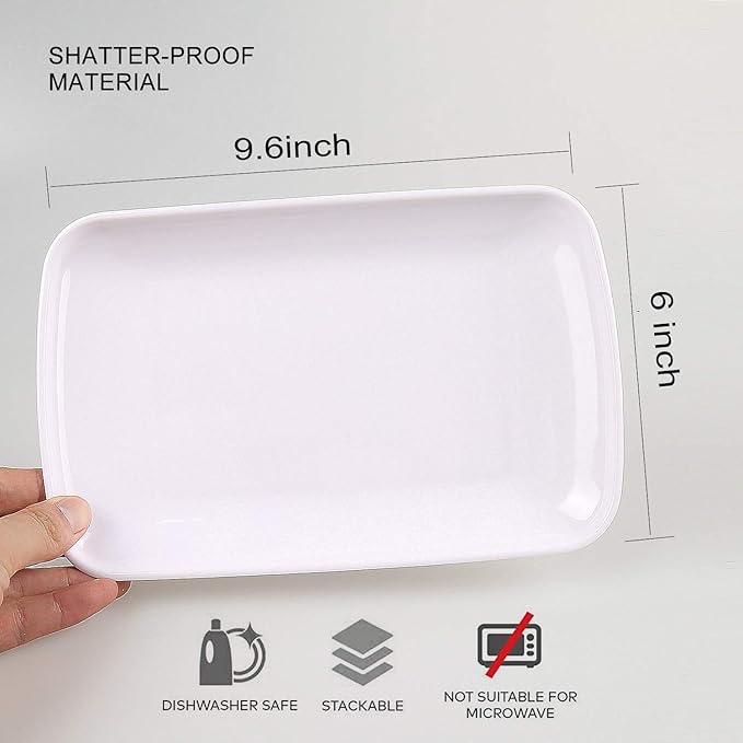 8 Platos Rectangulares de Melamina 9.5 pulgadas para Postre Ensalada miniatura 3