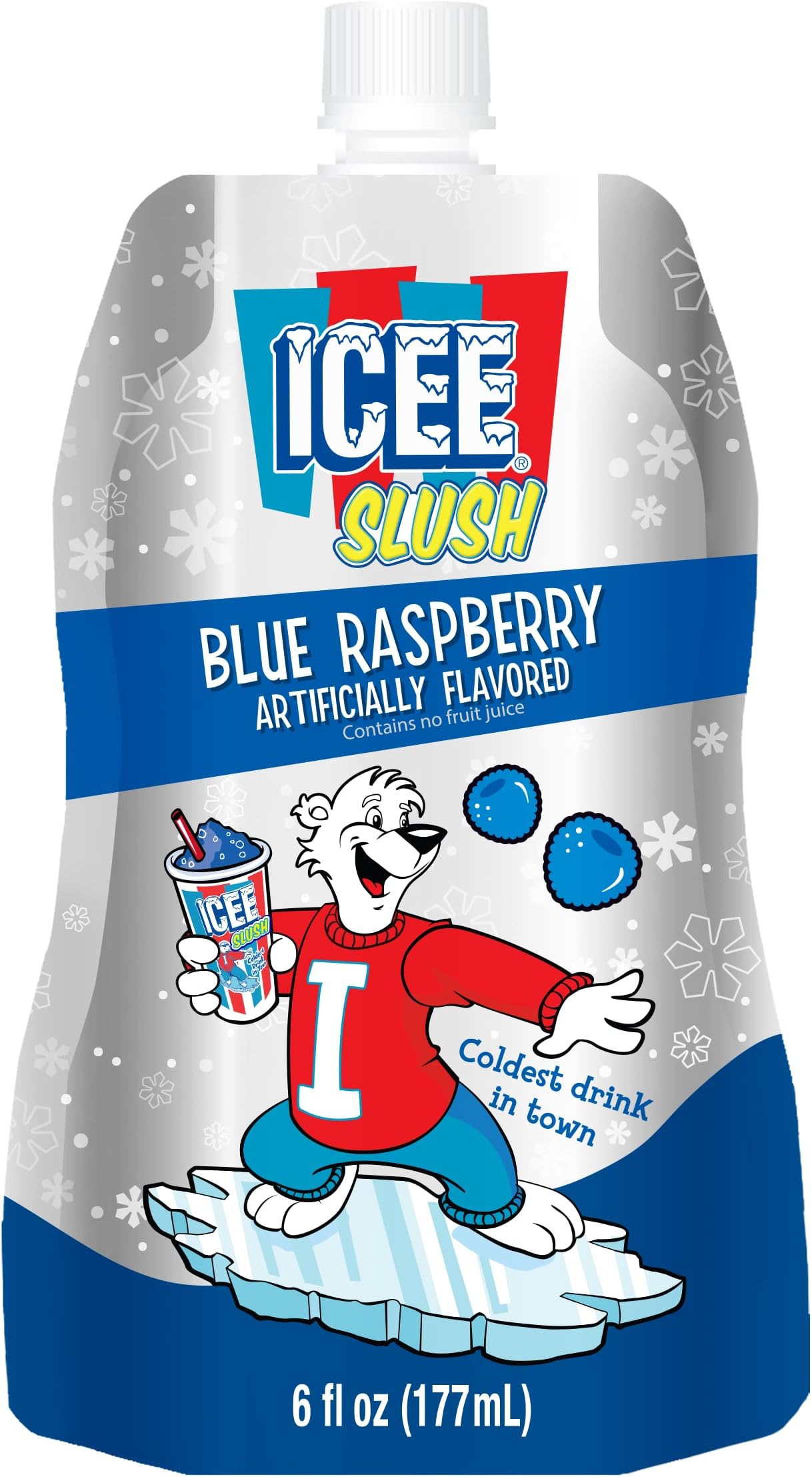 Slush Blue Raspberry Frozen Fruit Juice 6 fl oz Pouches - Just Freeze & Squeeze for Instant Slushy Maker, Great for Birthday Party, Lunchbox, No Icee Machine Needed, 12 Pack