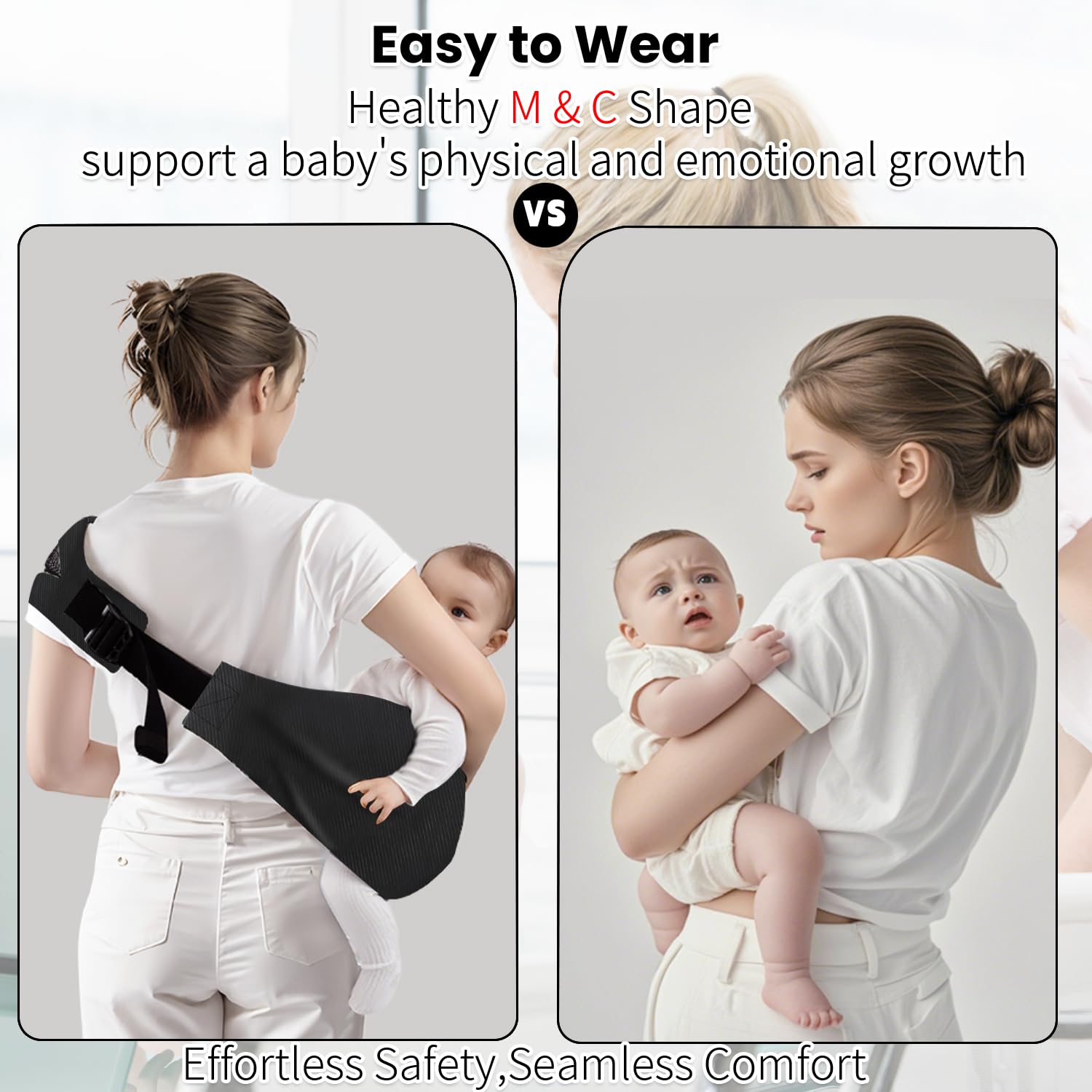 Baby Sling Carrier | Adjustable Front & Back, Adjustable Sling Easy Toddler Carrier Comfortable Baby Wrap Carrier Baby Carrier Wrap for Newborn Up to 6M-3 Years(Corduroy) — view 5