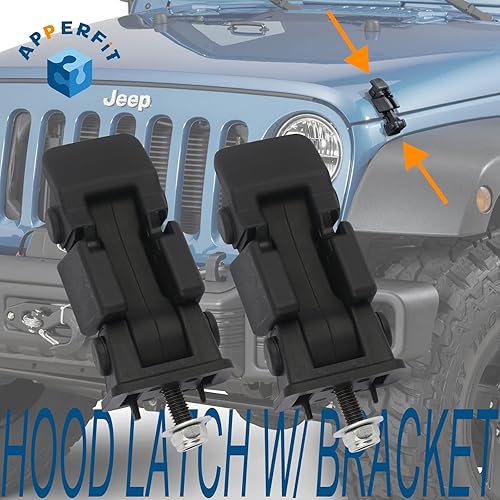 Miniatura 4 de Hood Latch w/Catch Bracket & Rubber Strap 55395653AG Compatible with Jeep Wrangler JK JKU 2007 2008 2009 2010 2011 2012 2013 2014 2015 2016 2017