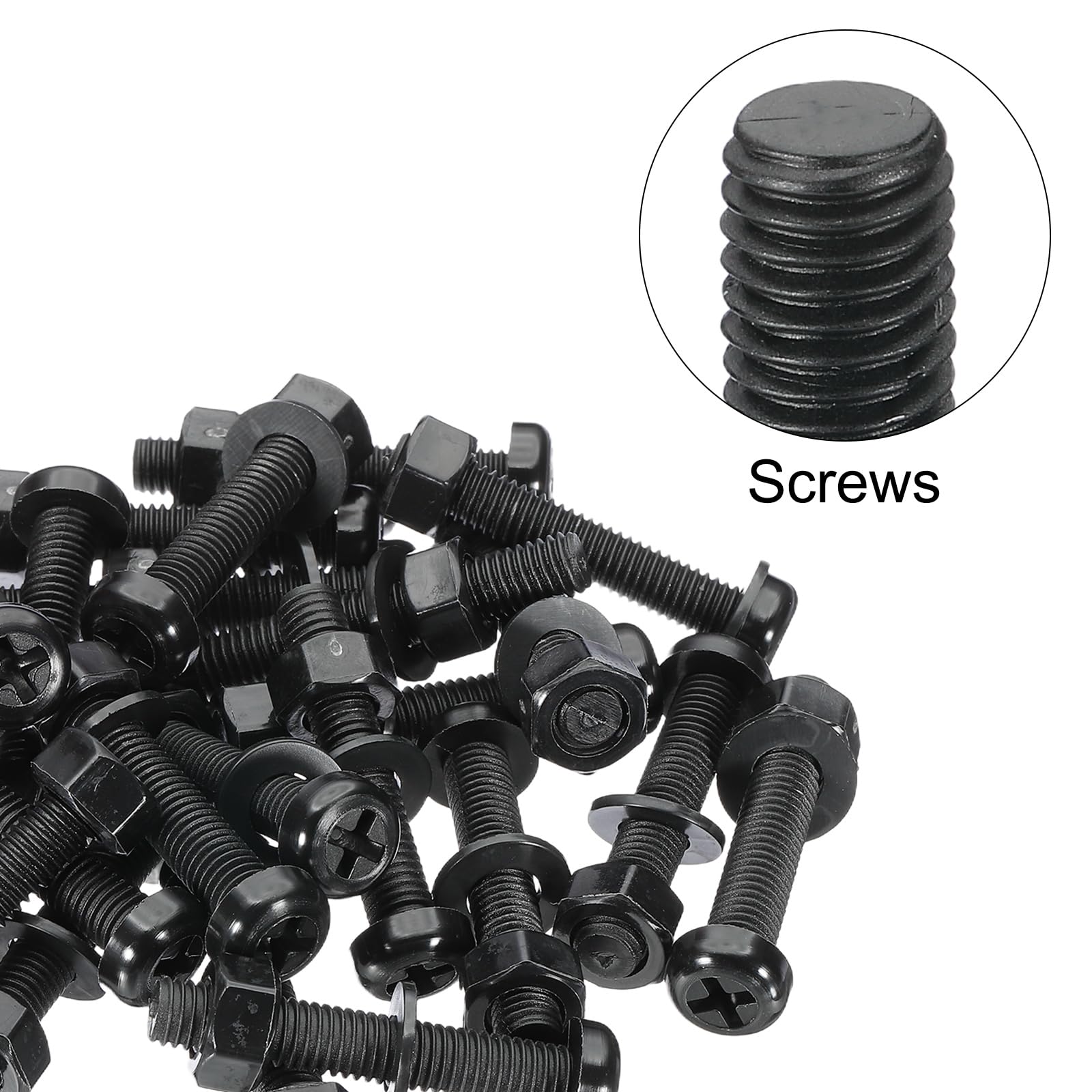 PATIKIL M8x45mm Black Nylon Bolts Plastic Nuts Full Thread Head Screws, 24 Pcs, M8*45mm - Image 4