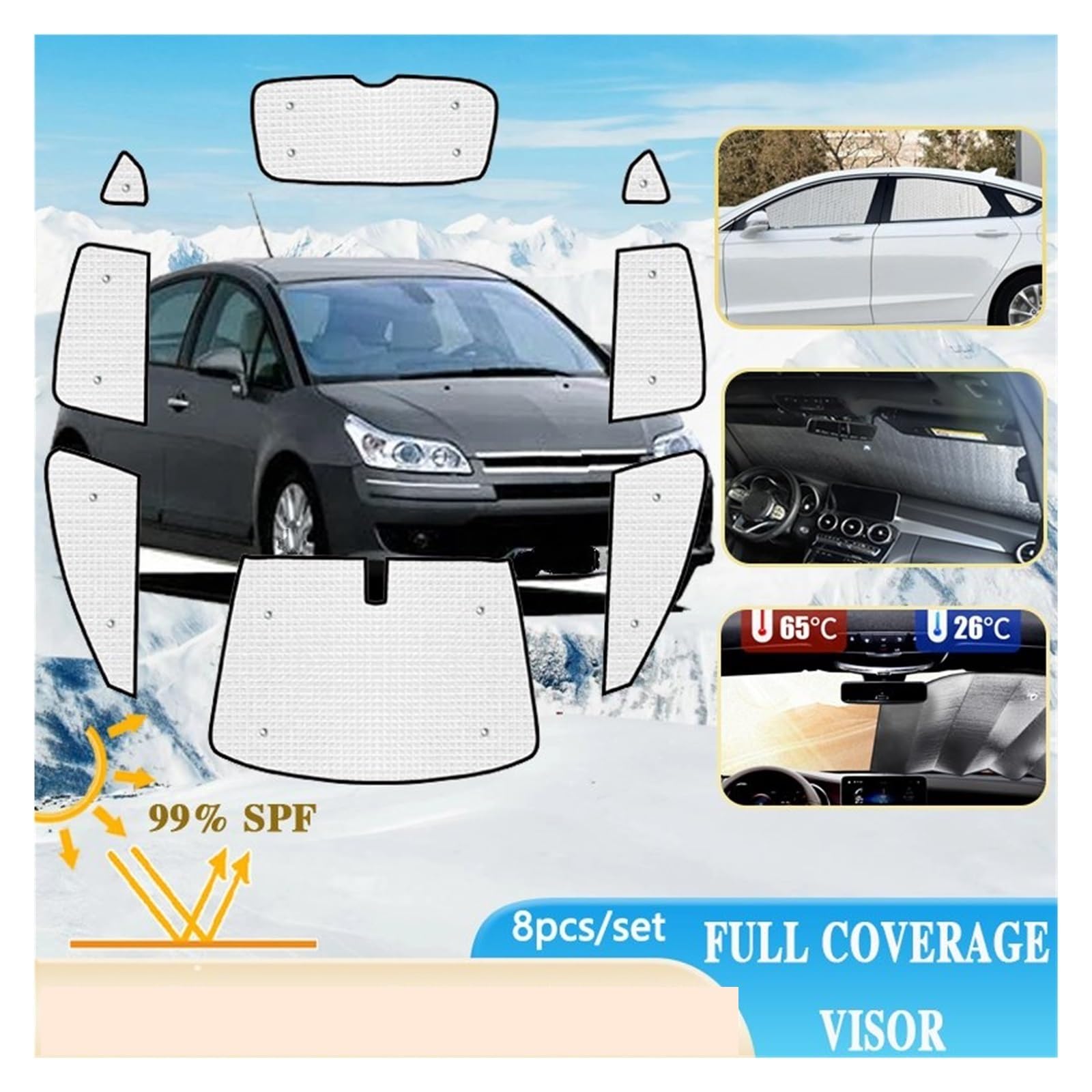 Tendine Parasole Coperture Complete Parasole Parabrezza Finestra Protezione Solare Visiera Per Citroen C4 MK1 Hatchback 2004 2005 2006 2007 2008 2009 2010 Parasole Auto Bambini ( Misurare : Front Wind