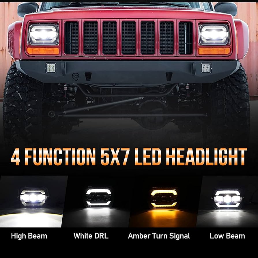 Amazon | 5x7インチLED ヘッドライト XJ チェロキーヘッド