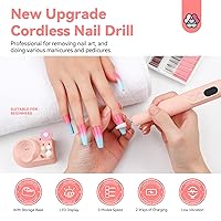 Vista 2 de SAVILAND Taladro de uñas eléctrico profesional: 20000 rpm, taladro de uñas Efile, lima de uñas rosa Protable con base para moler y pulir uñas, gel