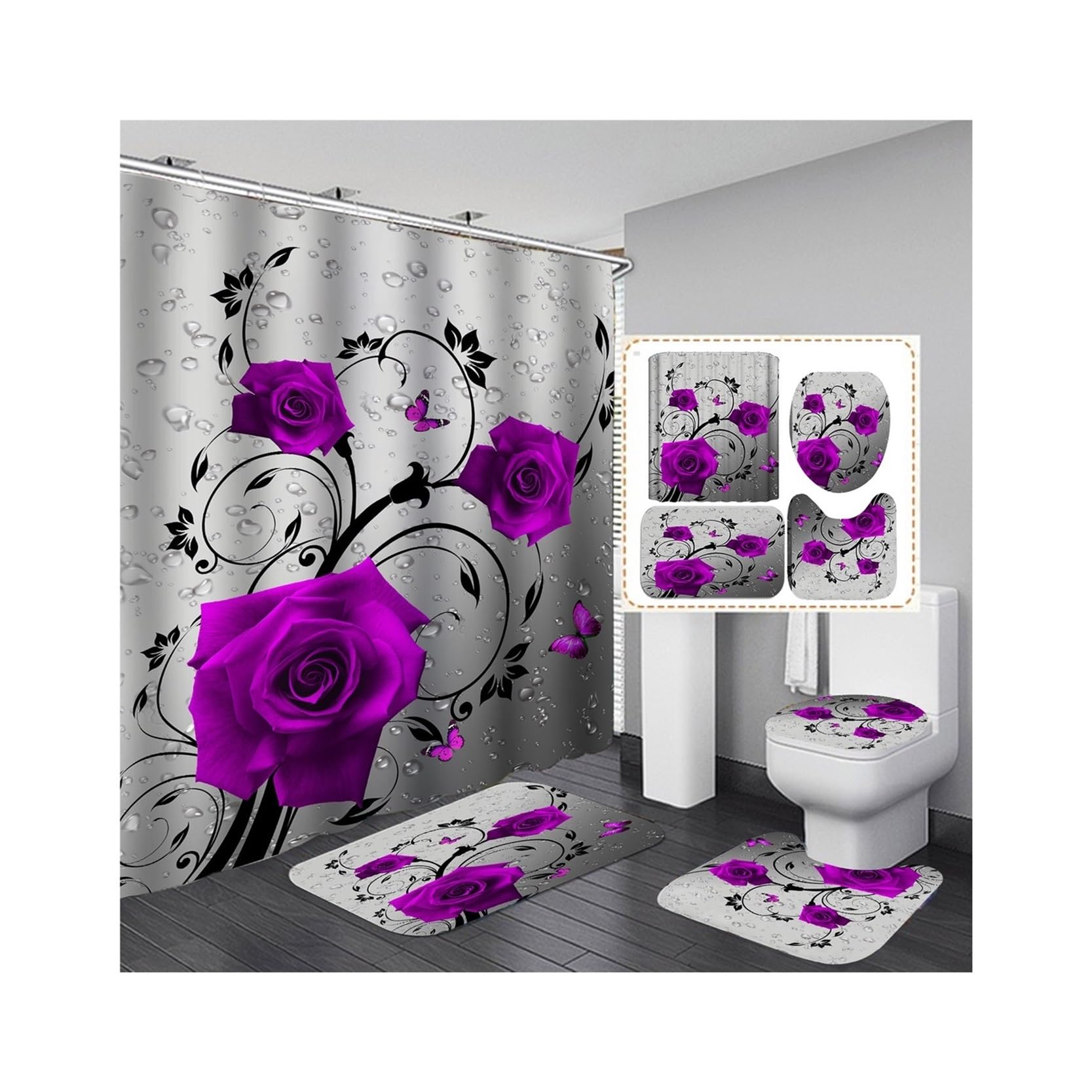 Tenda Bagno Minimalista Tenda da doccia stampata con rose