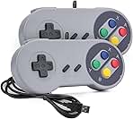 Rii Game Controller, Retro USB Controller for PC Gaming, Super Classic Wired Game Emulator Controller for PC, Raspberry Pi, Windows,Mac,Liunx, Android (Grey, 2 Pack)