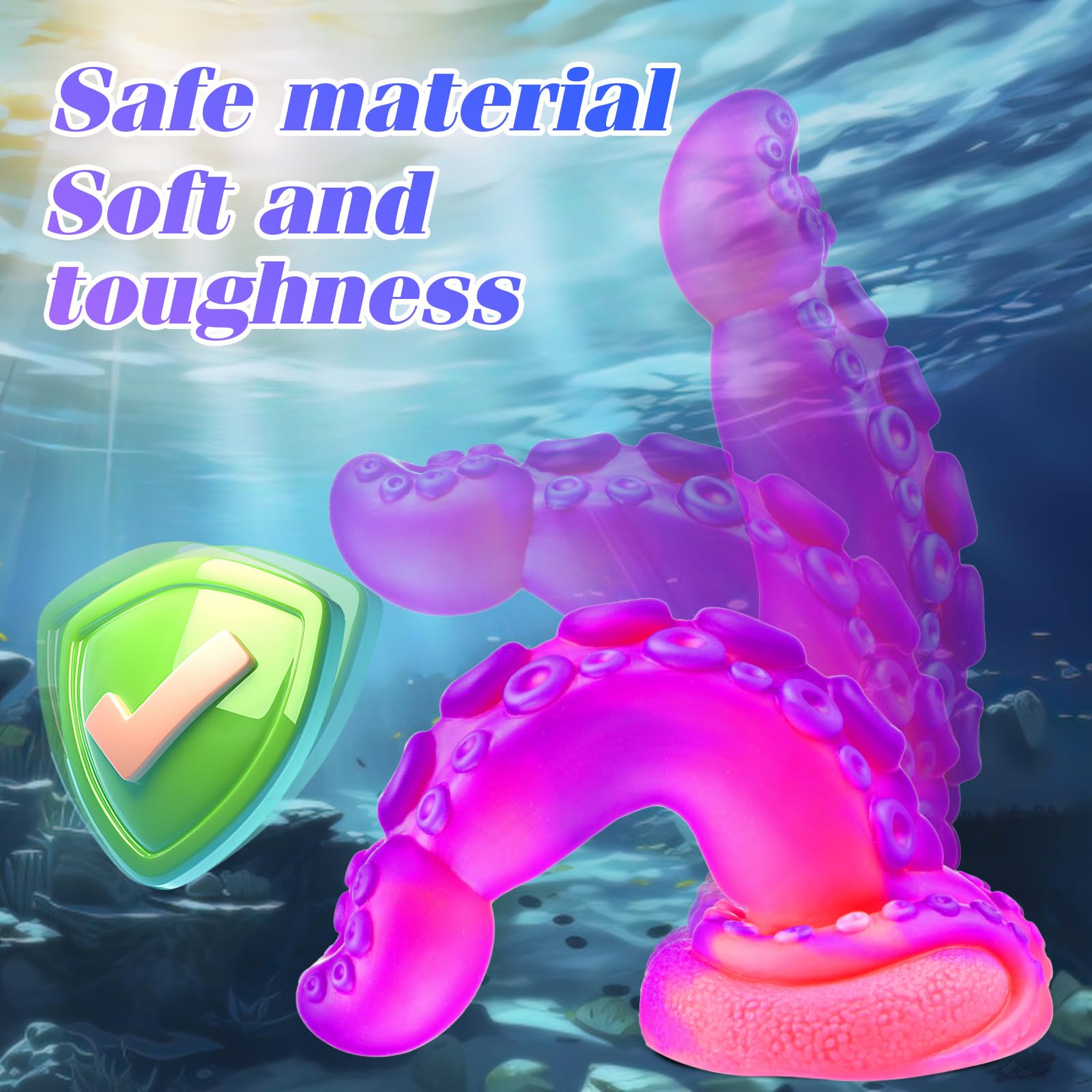2" Diameter Silicone Tentacle Fantasy Monster Dildo for Women Men, 8 Inch Extra Huge Large Thick Anal Dildo with Suction Cup, Giant Octopus Alien Pink Purple Colorful G-spot Dildos Strap On Sex Toy