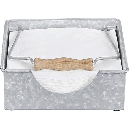 Amazon.com: Stonebriar Rustic Silver Galvanized Metal Table Top Napkin ...