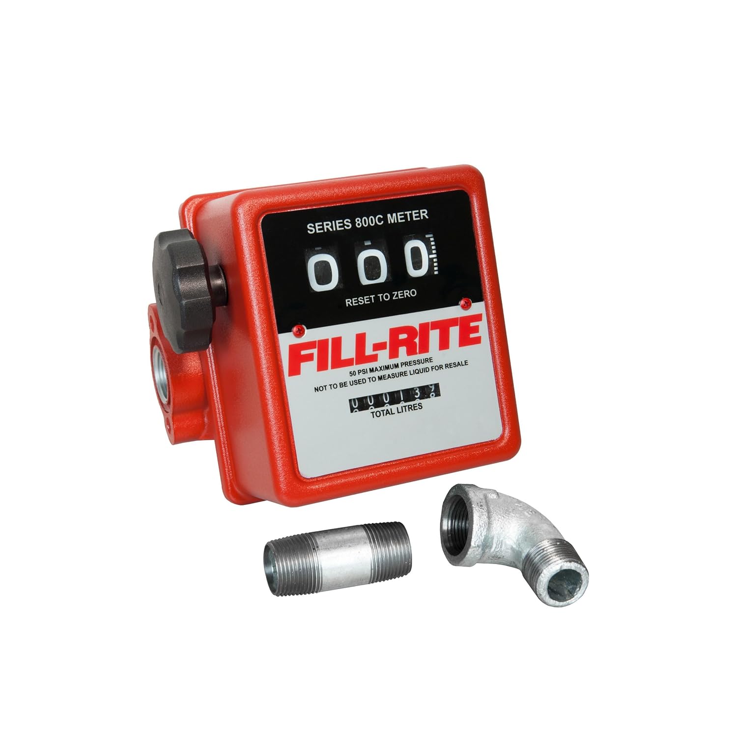 Fill-Rite 807CLN1 1" 19 - 76 LPM 3 Wheel Mechanical Meter, Nickel-Plated for Use With Biofuels, Fuel Transfer Liter Meter