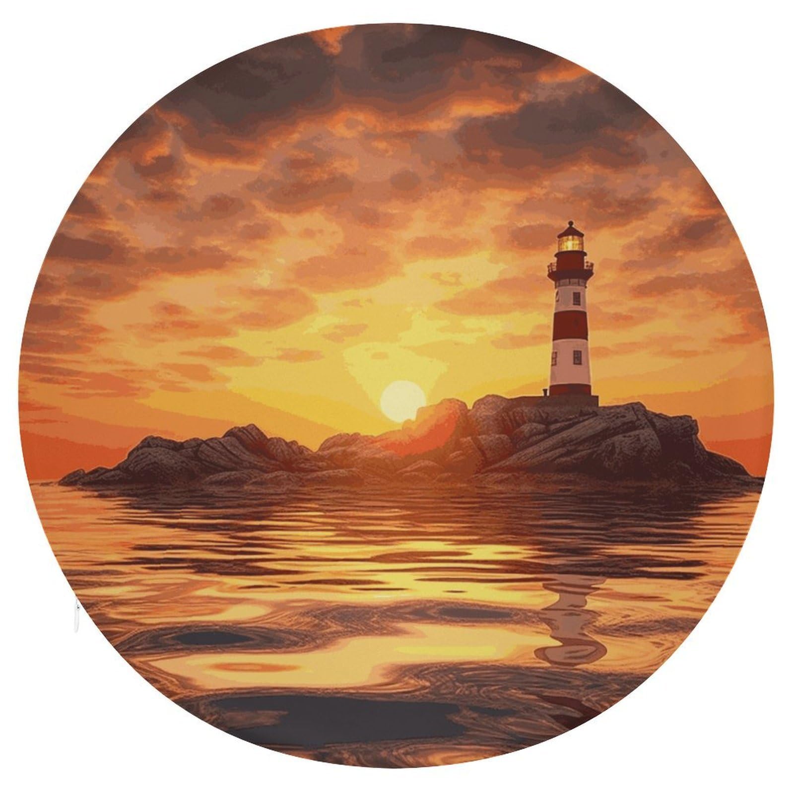 Adfgyerh Style Sea Lighthouse In Sunset Cushion Memory Foam Pillow Core，Seat Cushion Detachable Design，Chair Cushions Suitable For All Seasons, And Can Be Used In Offices, Dining Rooms, Homes, And Other Settings.