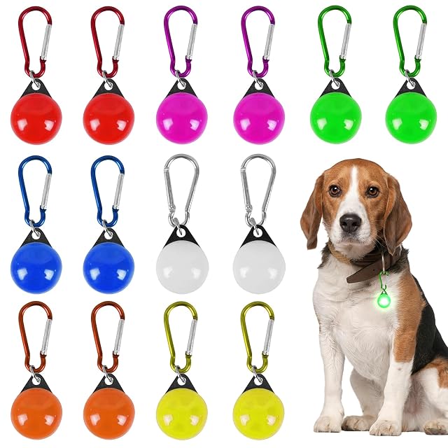 LEKEFETO - Juego de 14 colgantes luminosos para perros: seguridad LED intermitentes para perro con clip con 3…