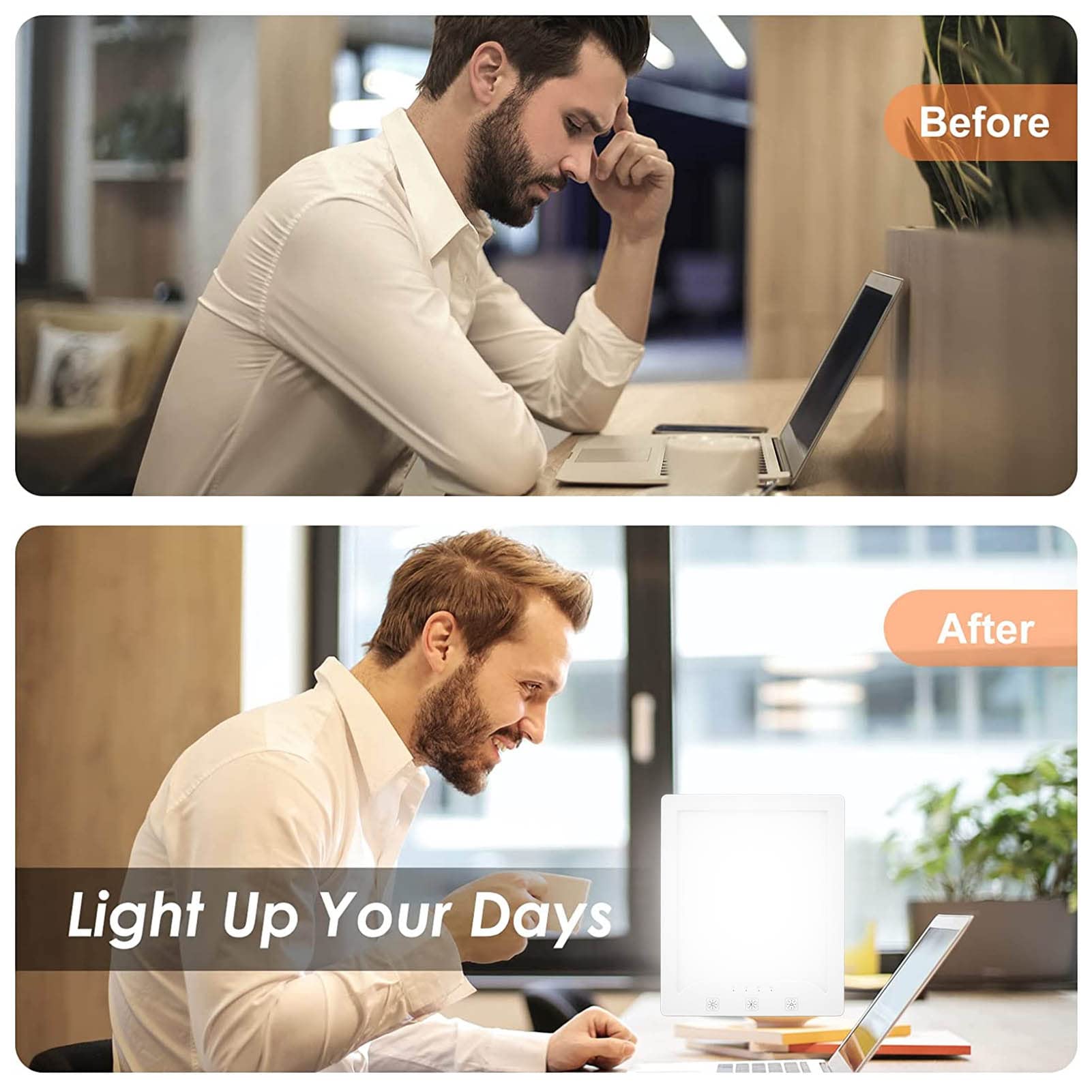 Lampe De Luminothérapie LED 10 000 Lux - 3 Températures De Couleur - 10 Niveaux De Luminosité - Alimentation USB-C - Portable